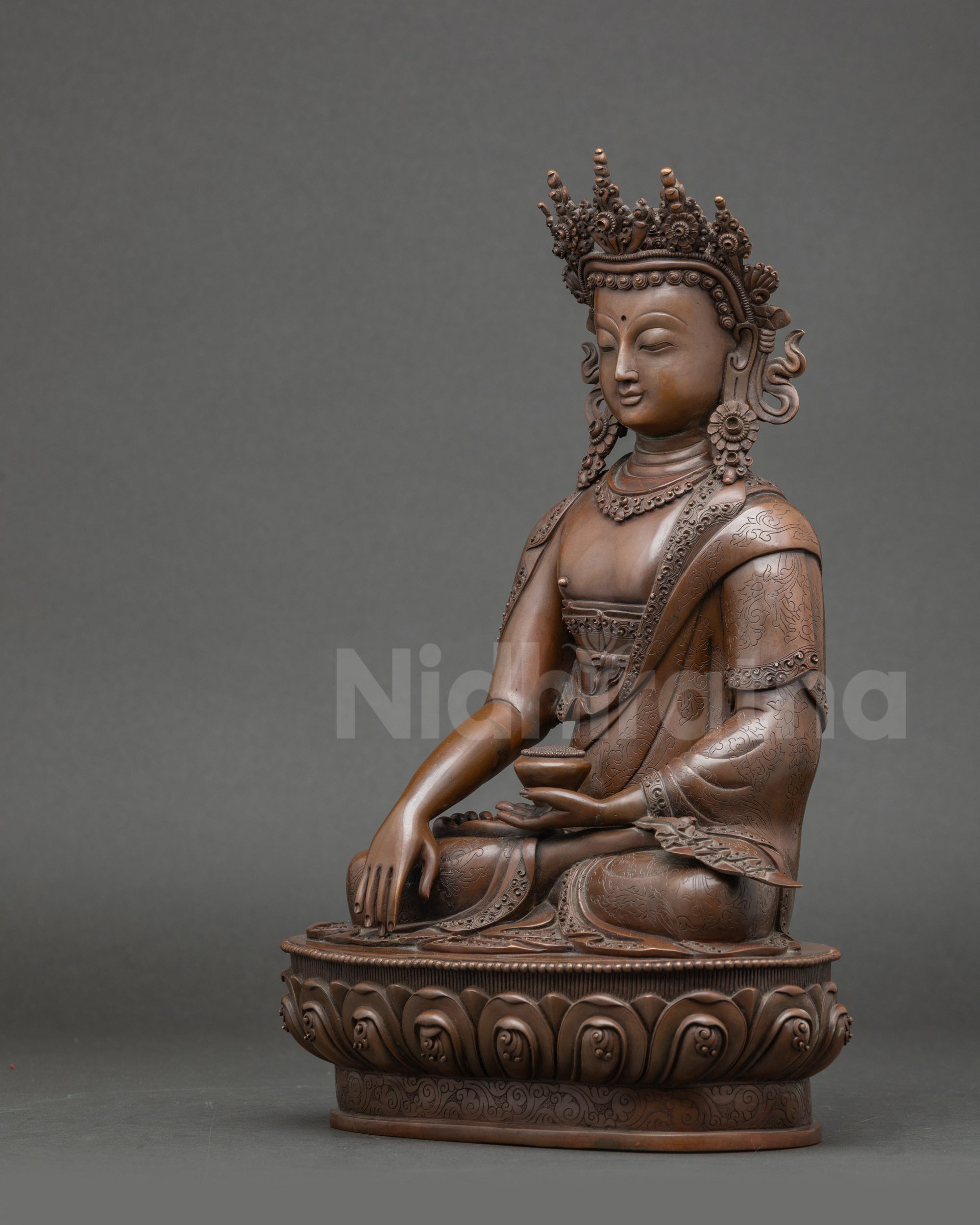 Shakyamuni Crowned Buddha Figurine | Authentic Copper Artwork