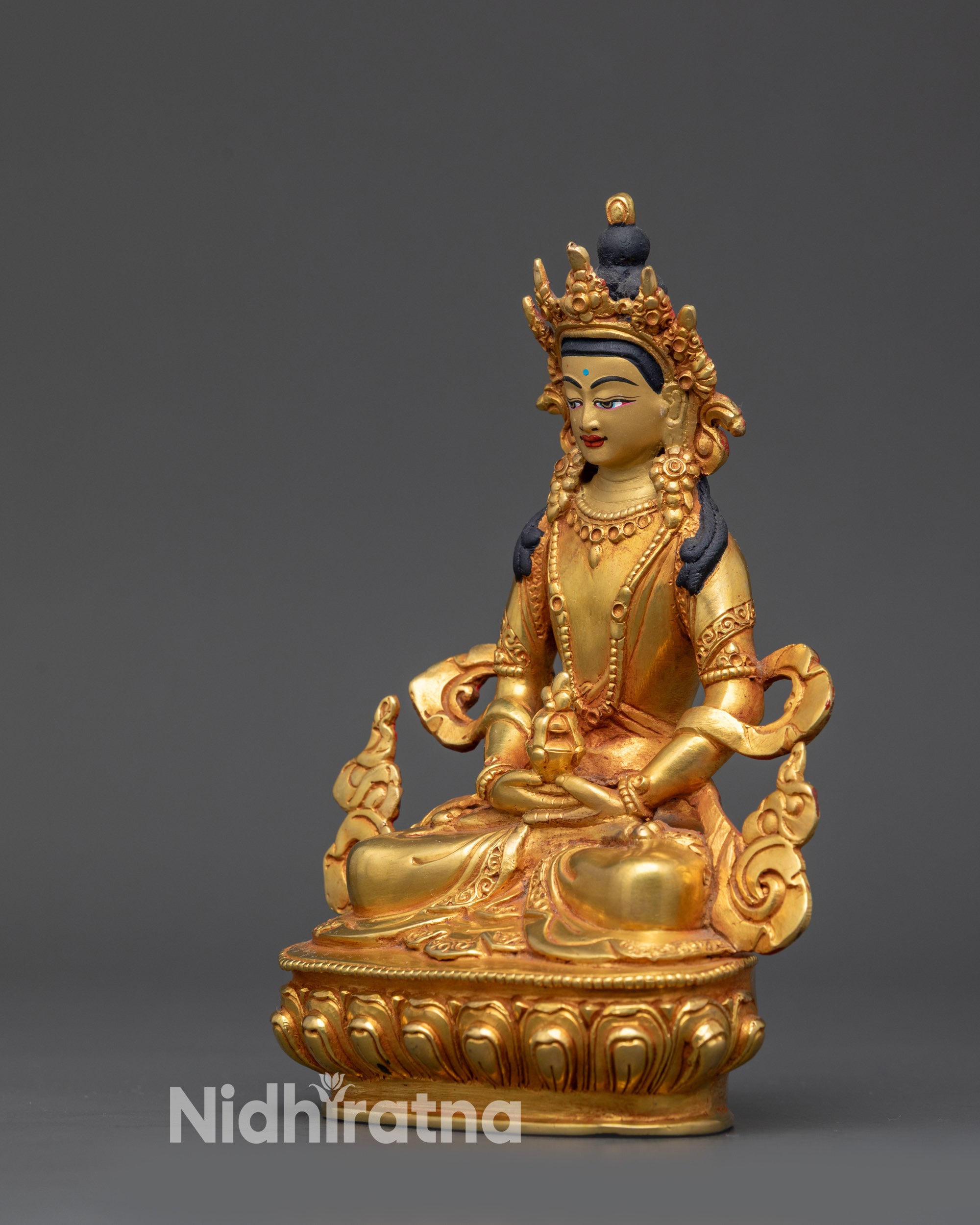 Tibetan Amitayus Statue | 24K Gold-Gilded Buddha for Longevity