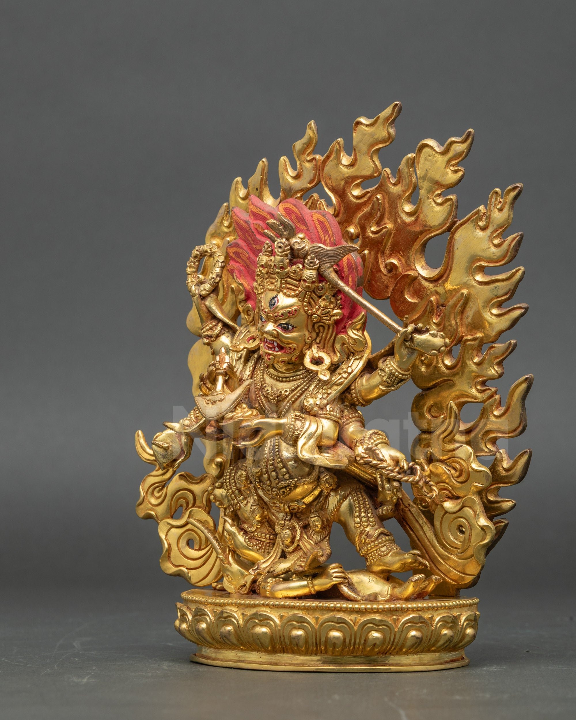 Six Armed Mahakala Statue- Handmade Buddhist Dharma Protector