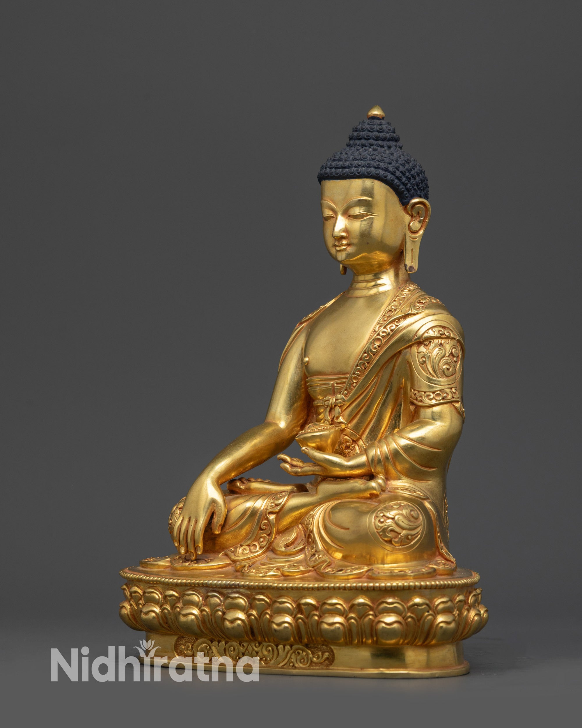 24K Fire Gold-Gilded Shakyamuni Buddha Statue | The Enlightened One