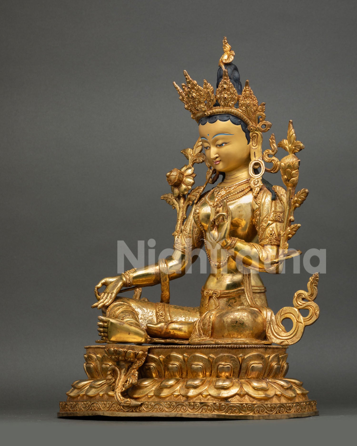 Green Tara Statue | Authentic Buddhist Artwork from Nepal