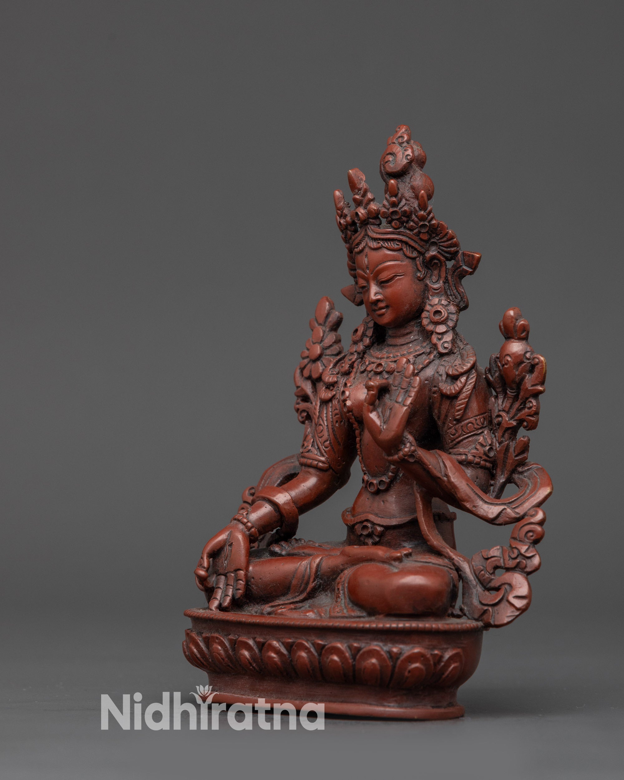 Oxidized White Tara Meditation Sculpture | Traditional Himalayan Art