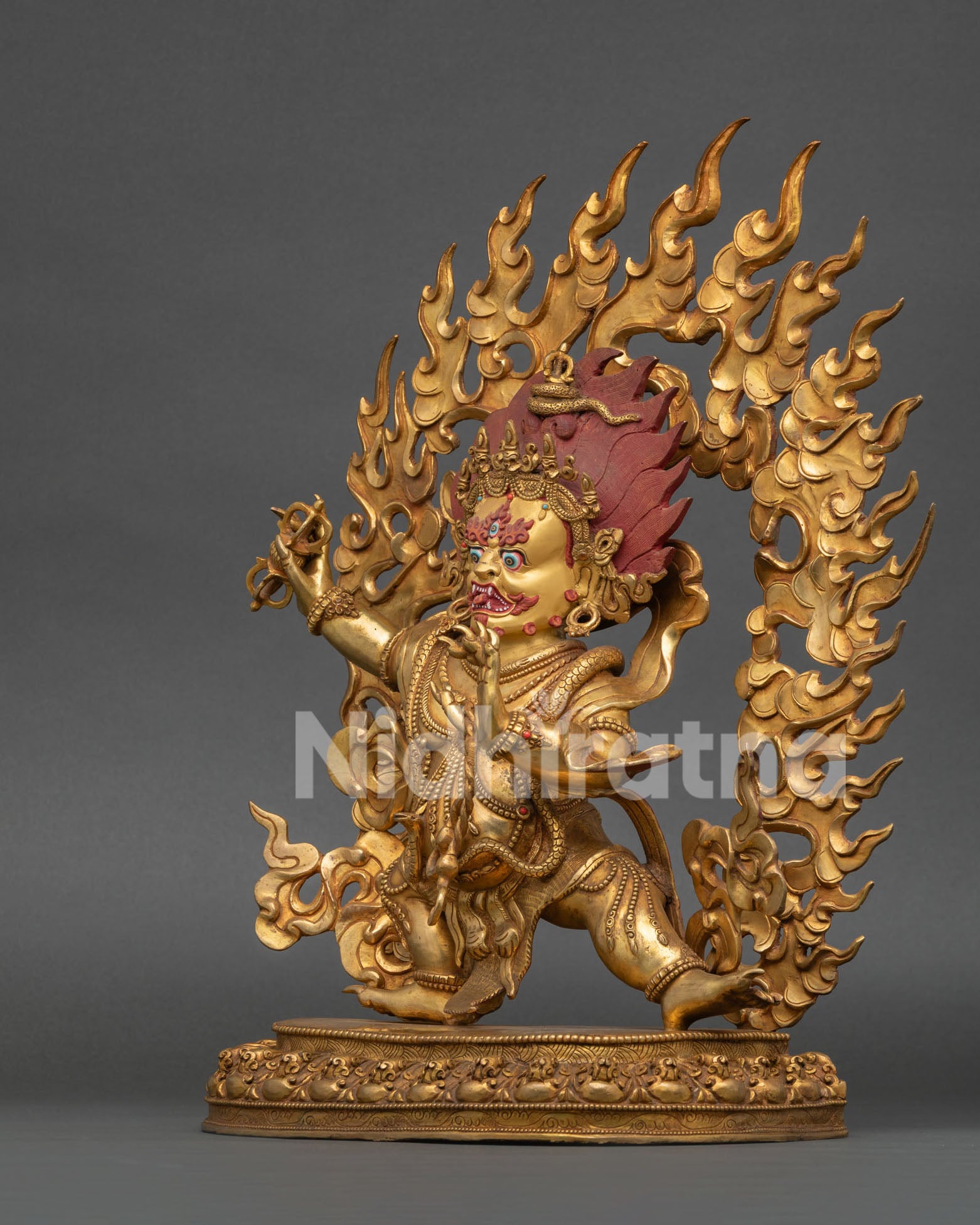 Vajrapani Statue | Handmade 24K Gold-Fire Gilded Copper Art