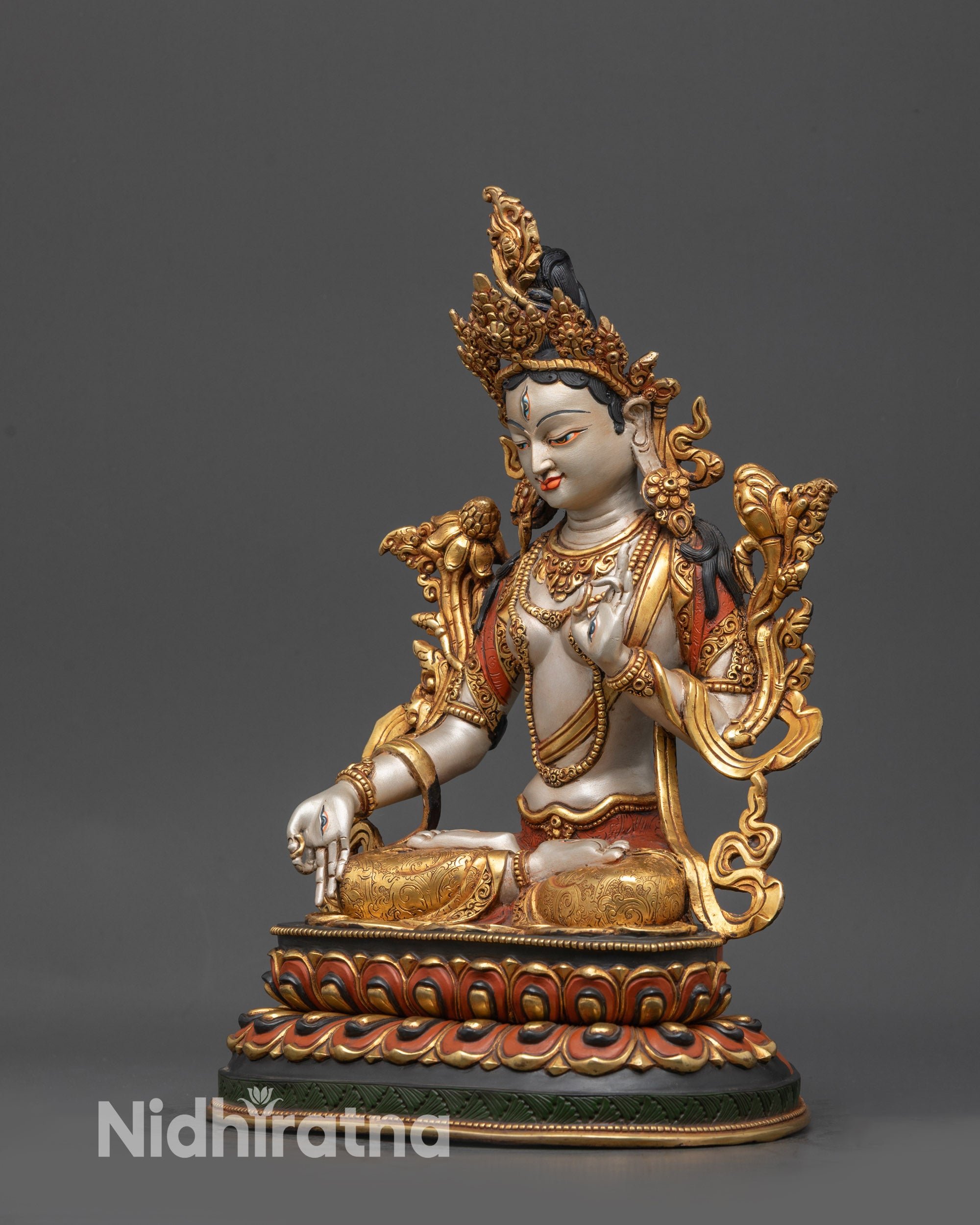 Handcrafted Buddhist White Tara Sculpture | Meditation & Devotional Idol