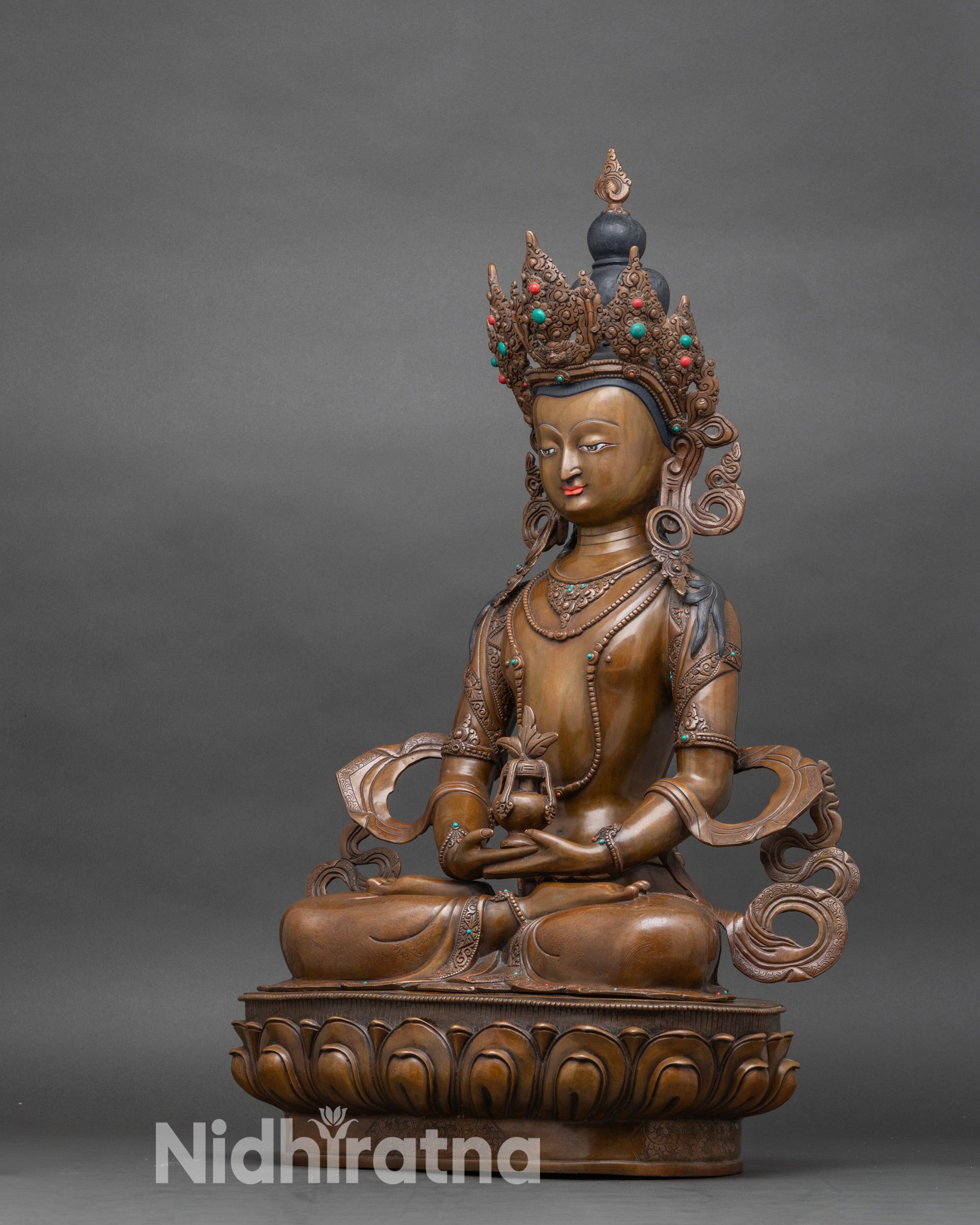 Amitayus Altar sculpture | Lost-Wax Handcrafted Himalayan Statue