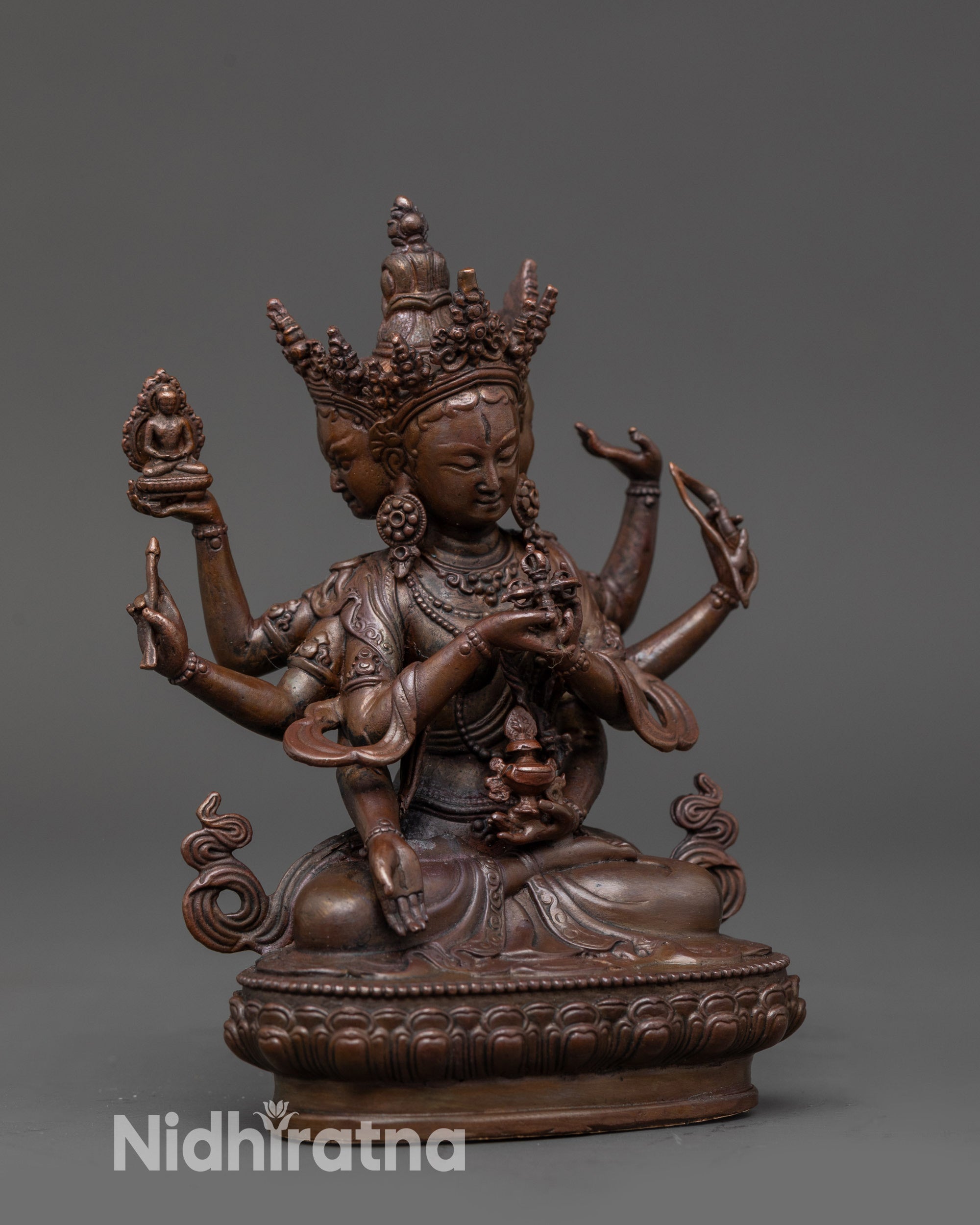 Sacred Namgyalma Sculpture | Oxidized Finish Longevity Deity