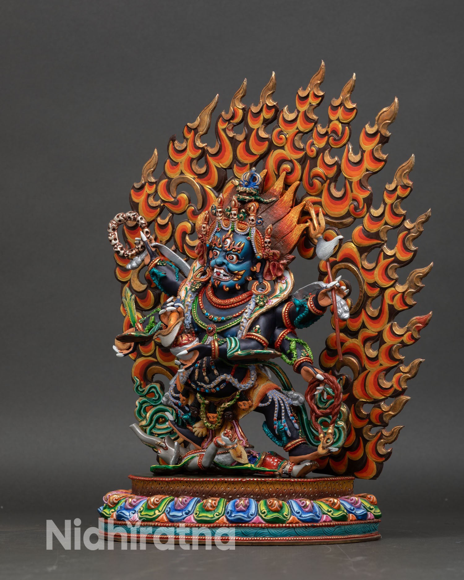 Six Arm Mahakala Statue | Authentic Tibetan Protector Artwork