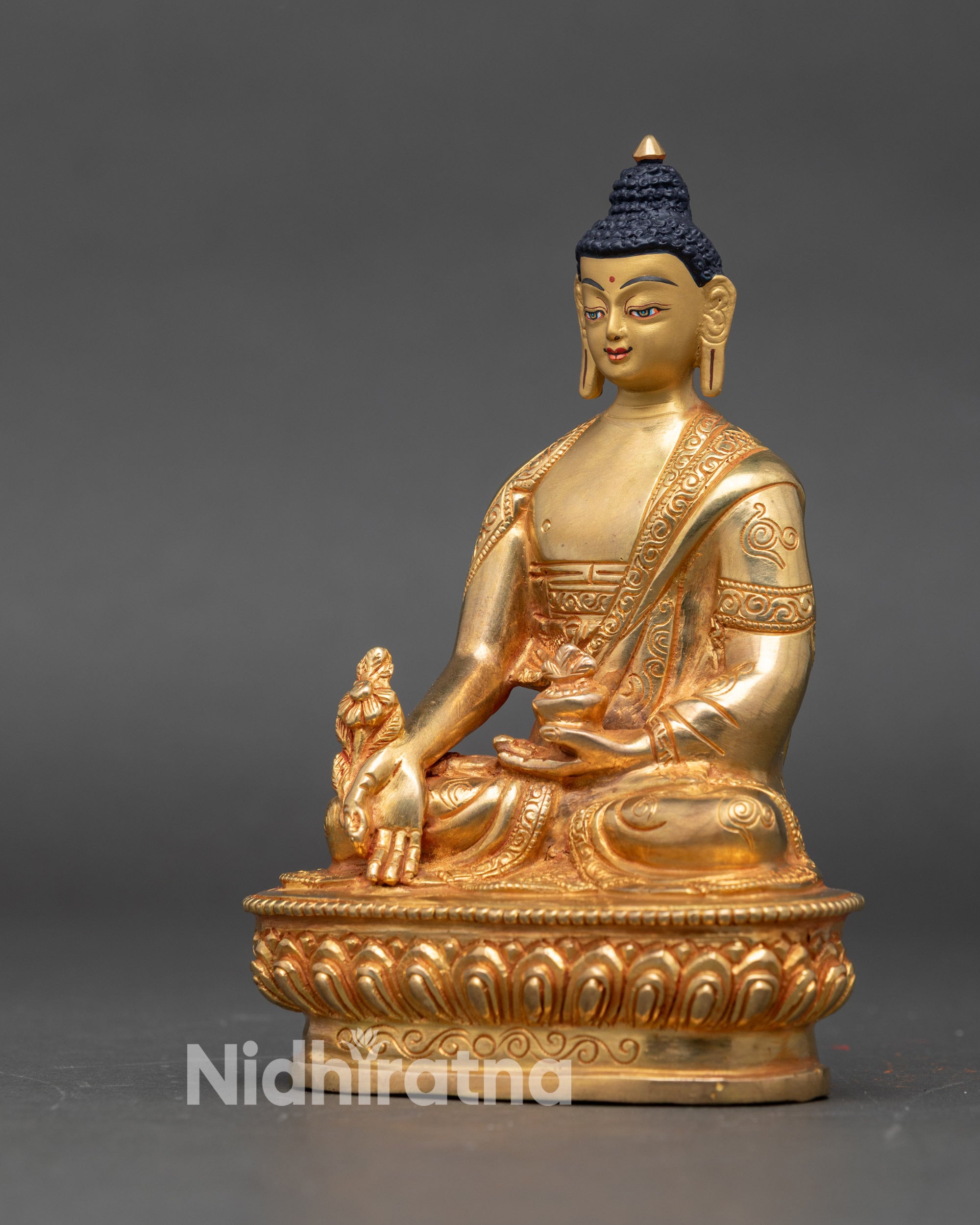 Medicine Buddha Statue | Nepalese Copper Sculpture for Healing and Meditation