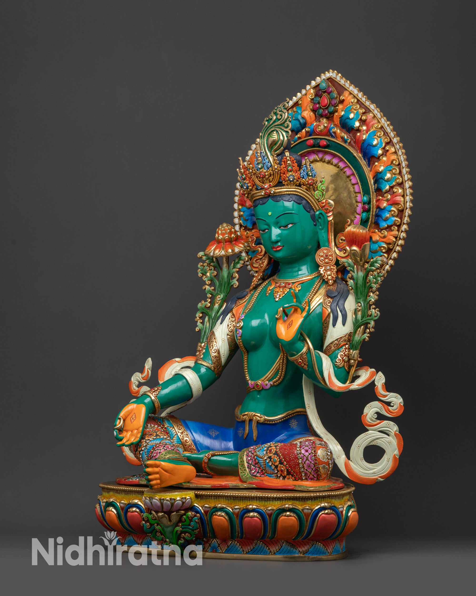 22" Mother Green Tara Statue for Altar | Tibetan Buddhist Sculpture