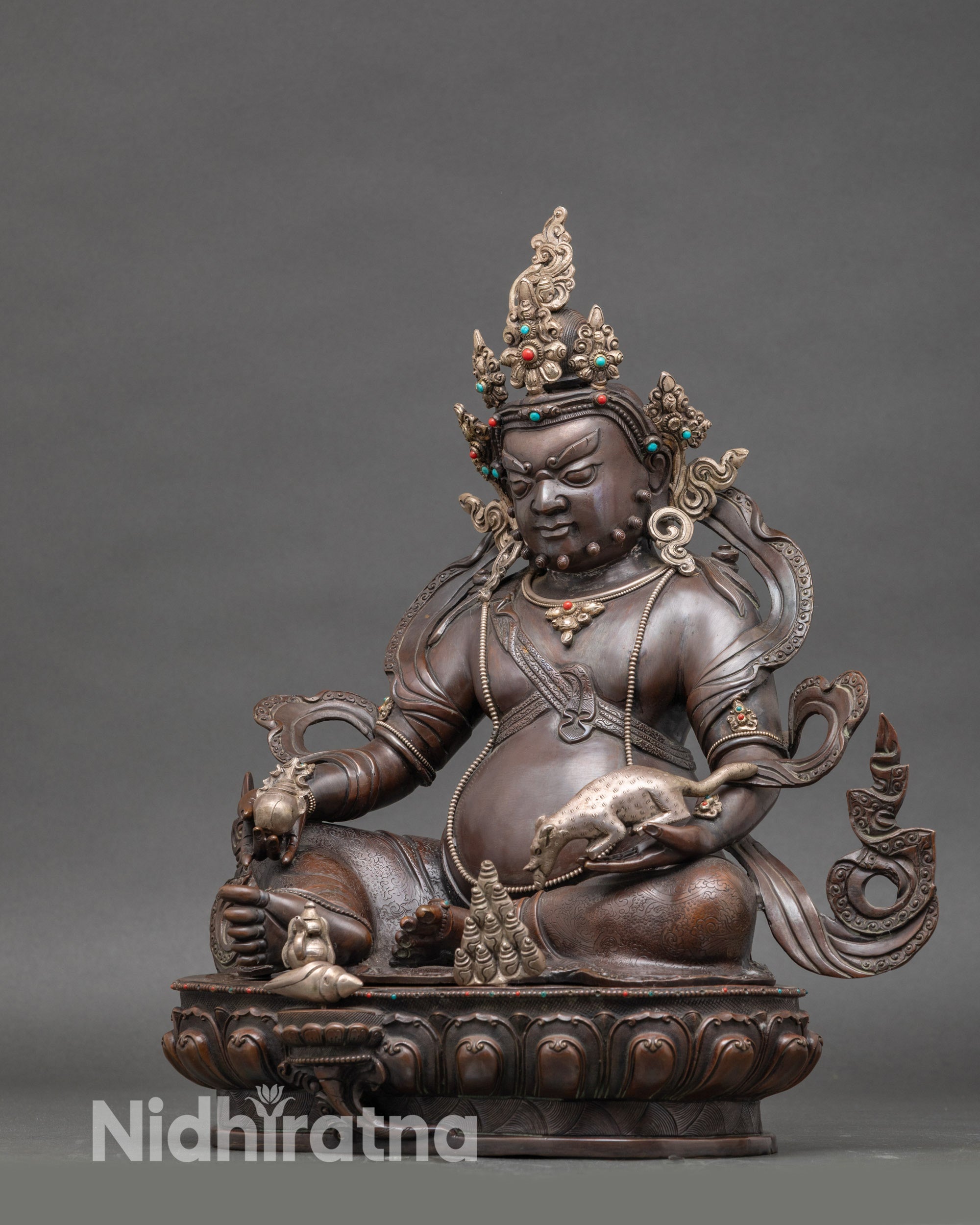 Chemically Oxidized Dzambhala Sculpture | Himalayan Buddhist Idol