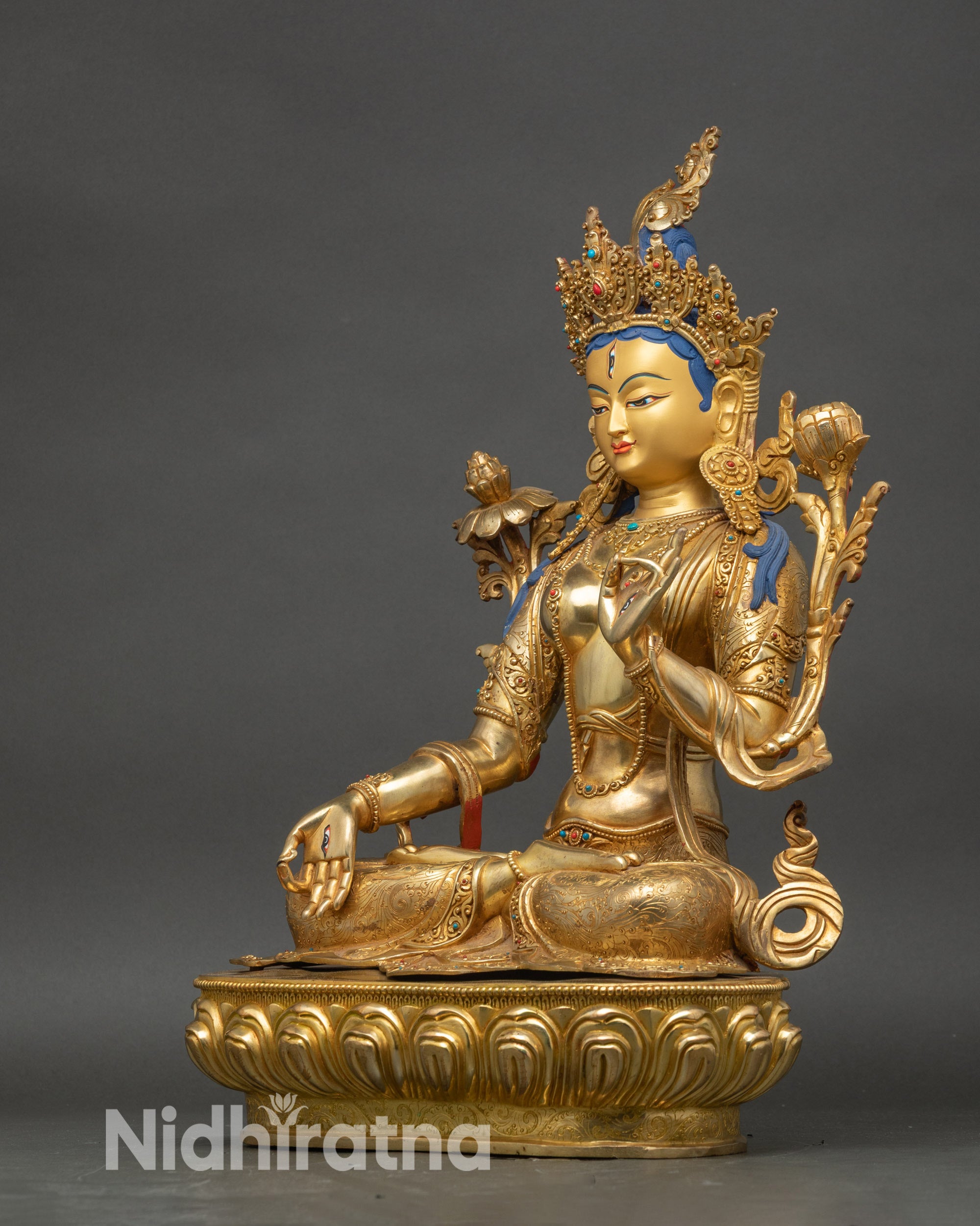 Handcrafted White Tara Sculpture for Spiritual Protection and Healing