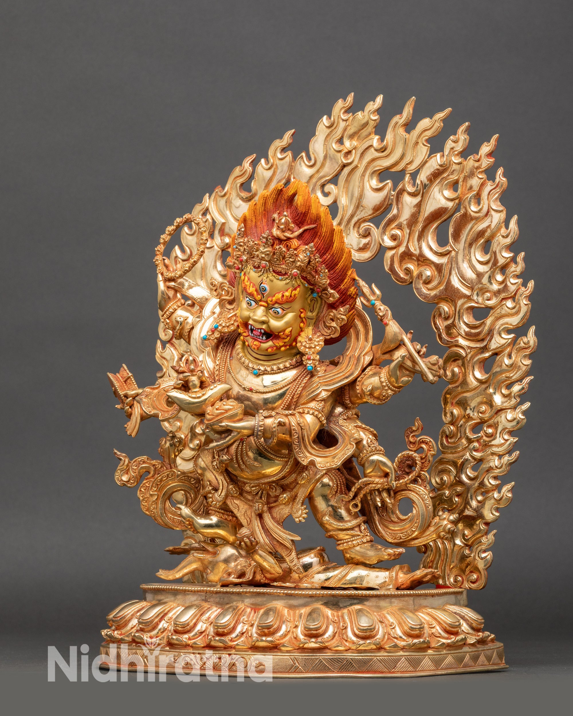 Six Armed Mahakala Statue - Traditional Nepalese Artwork