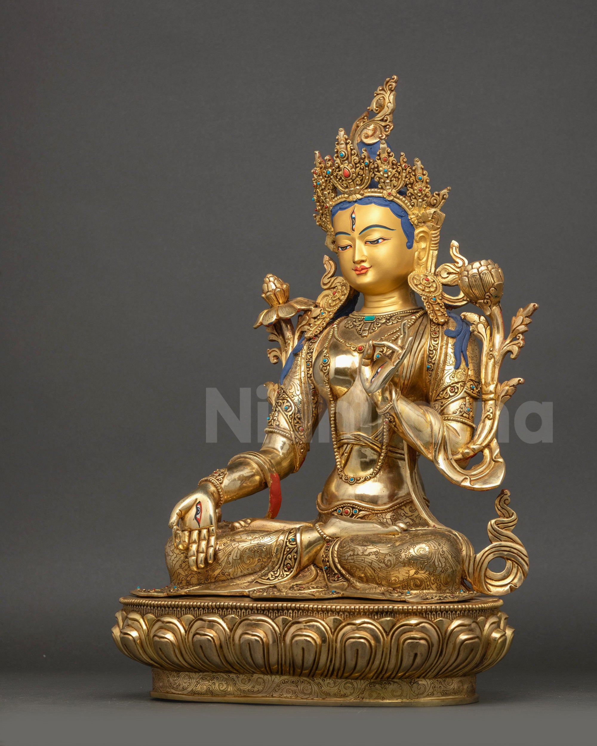 Lotus-Born White Tara Statue- Goddess of Peace and Long-Life