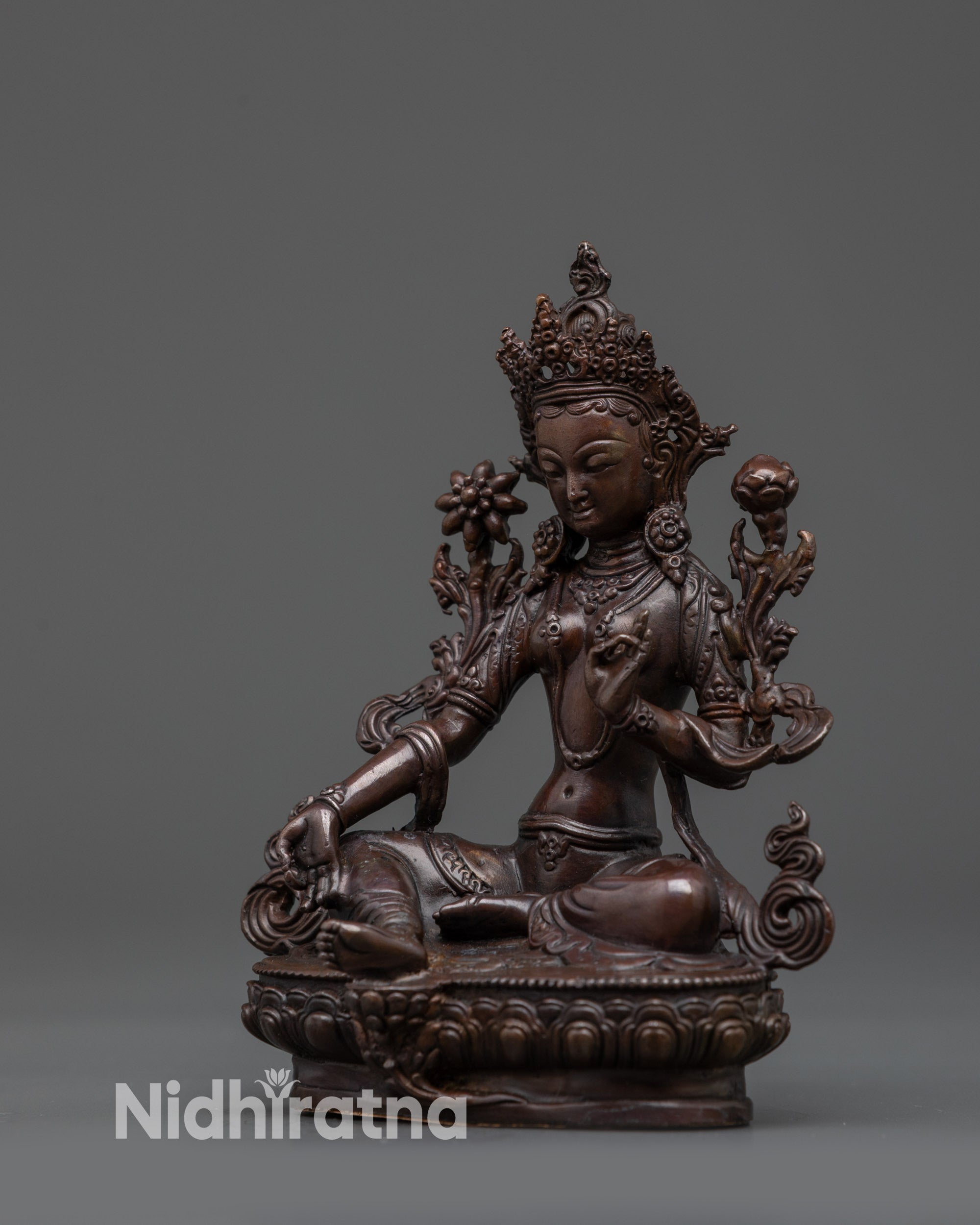 Tibetan Green Tara – Handmade Buddhist Goddess Statue for Altar