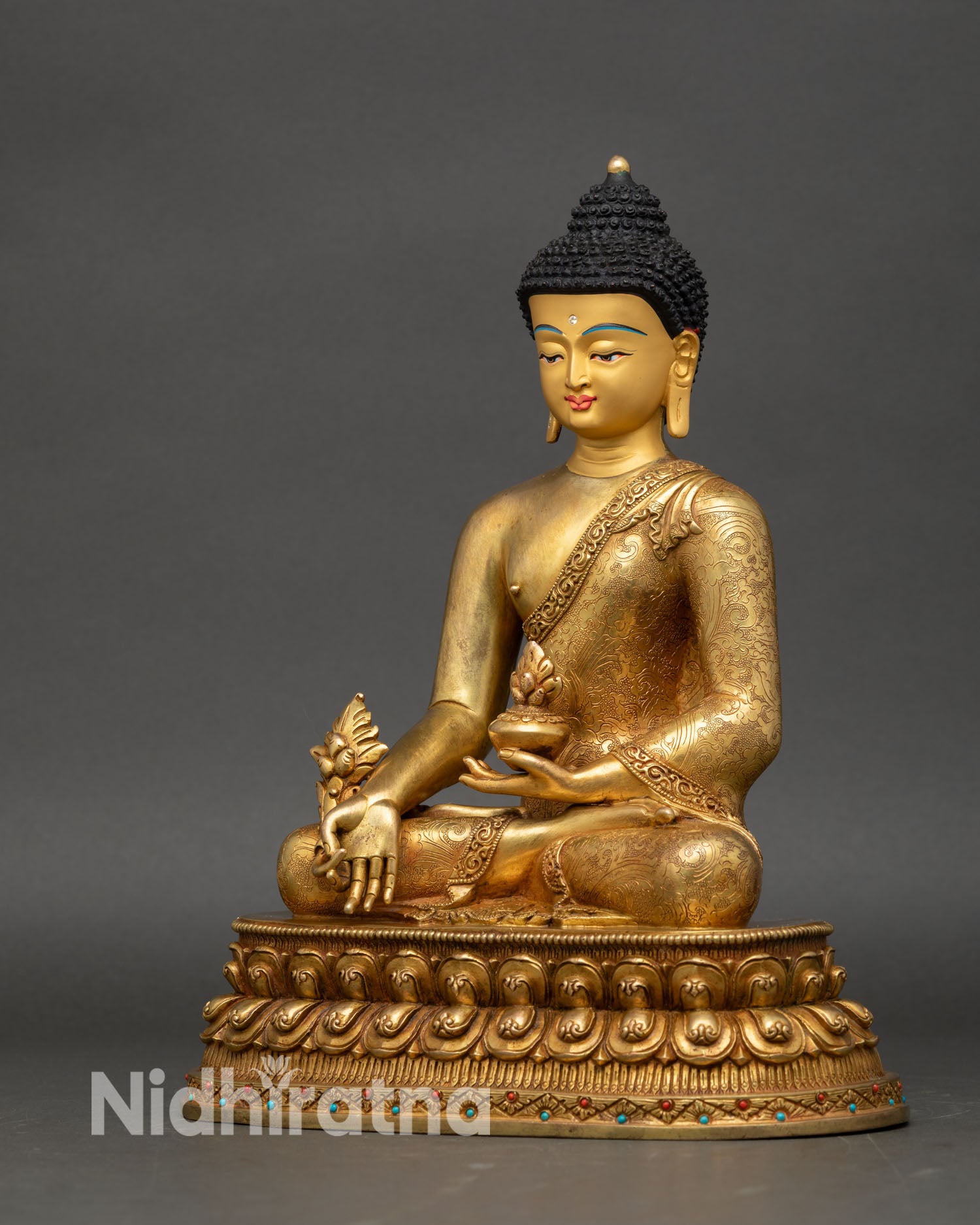 Medicine Buddha Statue | 24K Gold Gilded Copper Buddhist Art