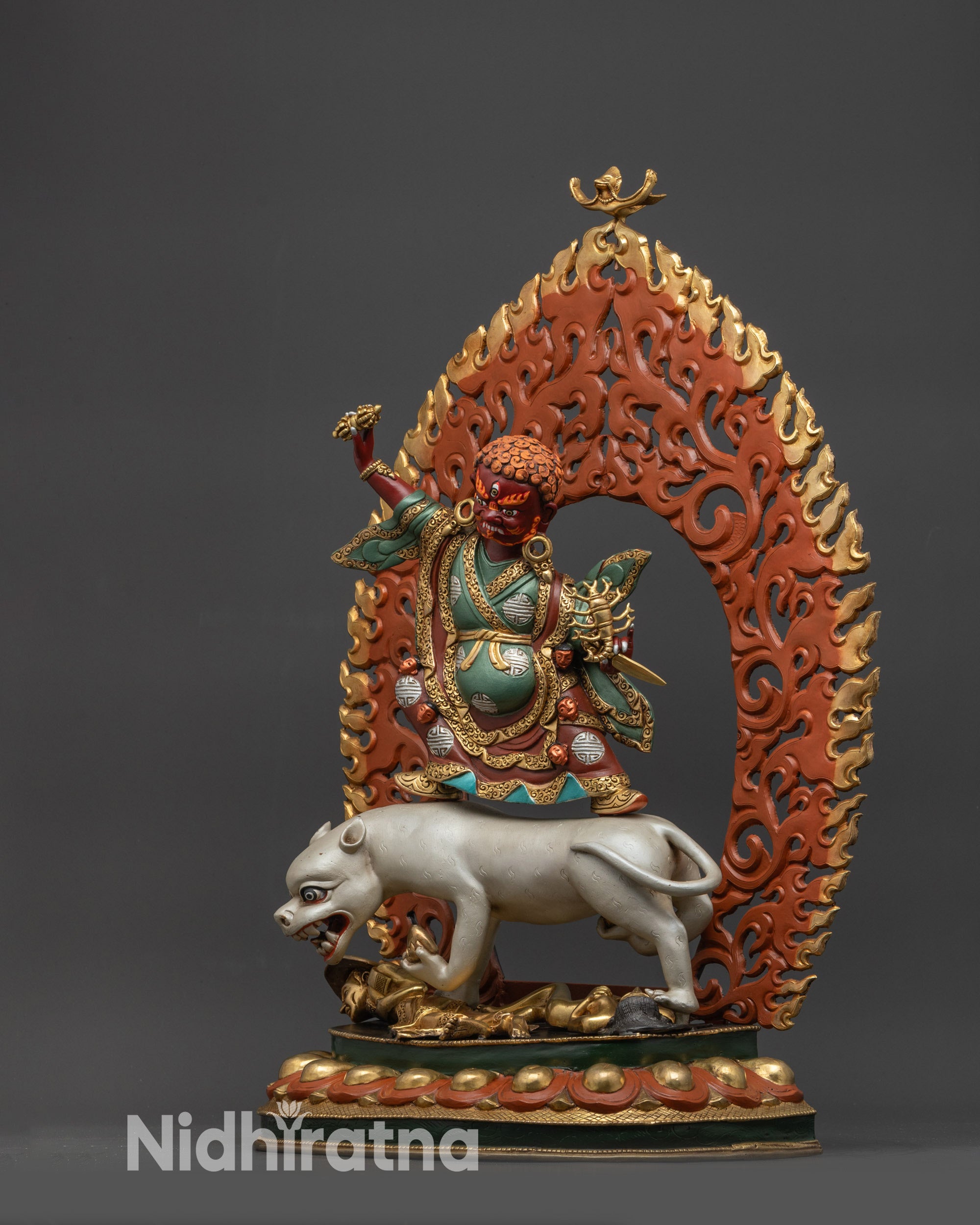 Hand-painted Dorje Drolo Statue | Fierce Deity for Courage and Blessings