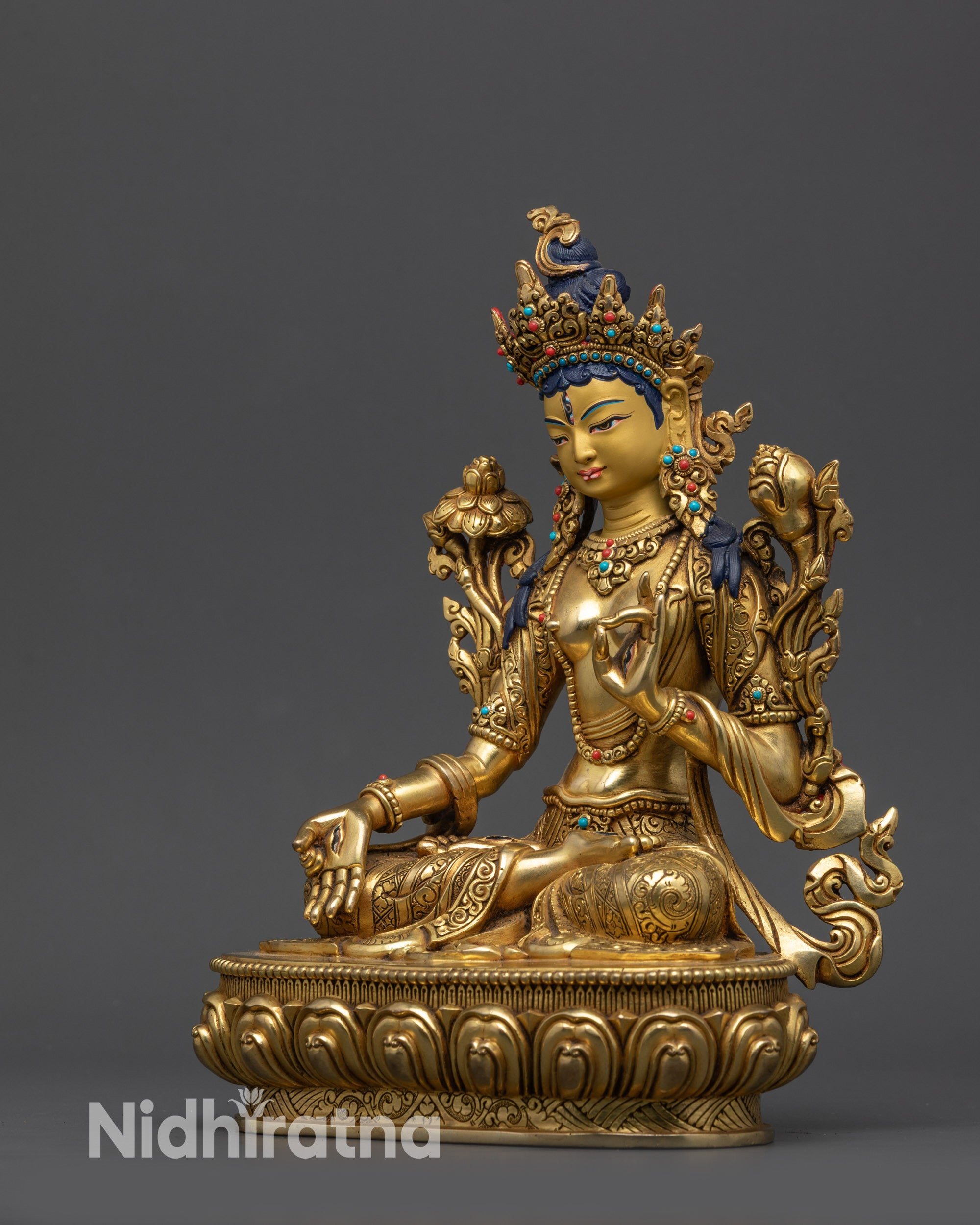 Sacred White Tara Statue | Handmade Buddhist Female Deity of Long Life