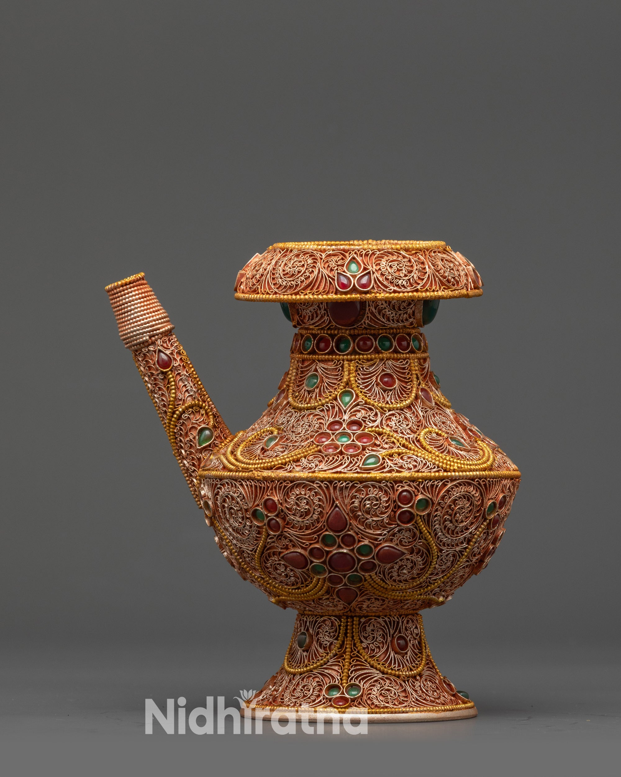 Copper Karuwa Ewer | Sacred Himalayan Offering Vessel Crafted in Nepal