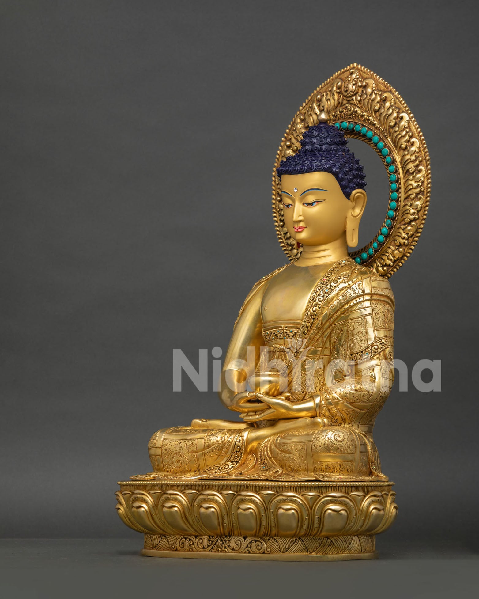 Amitabha Buddha Statue | 24K Gold Copper Meditation Figurine