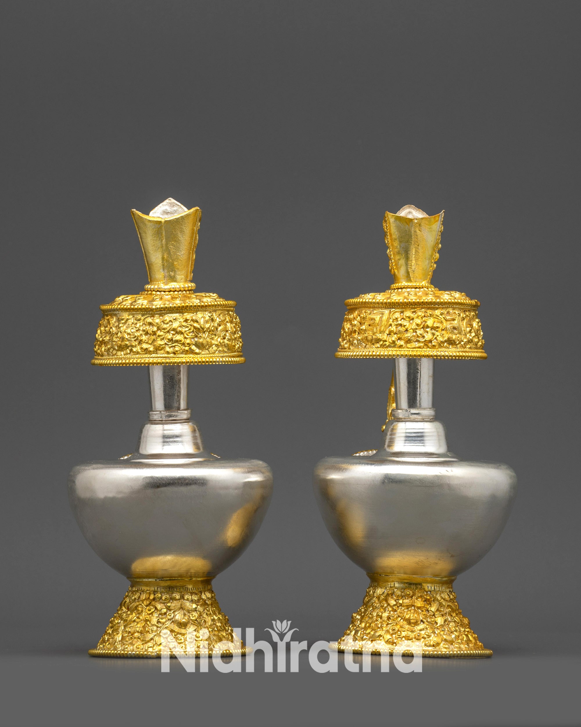 Tibetan Bhumba Offering Vase Set | Ritual Copperware for Ceremonies