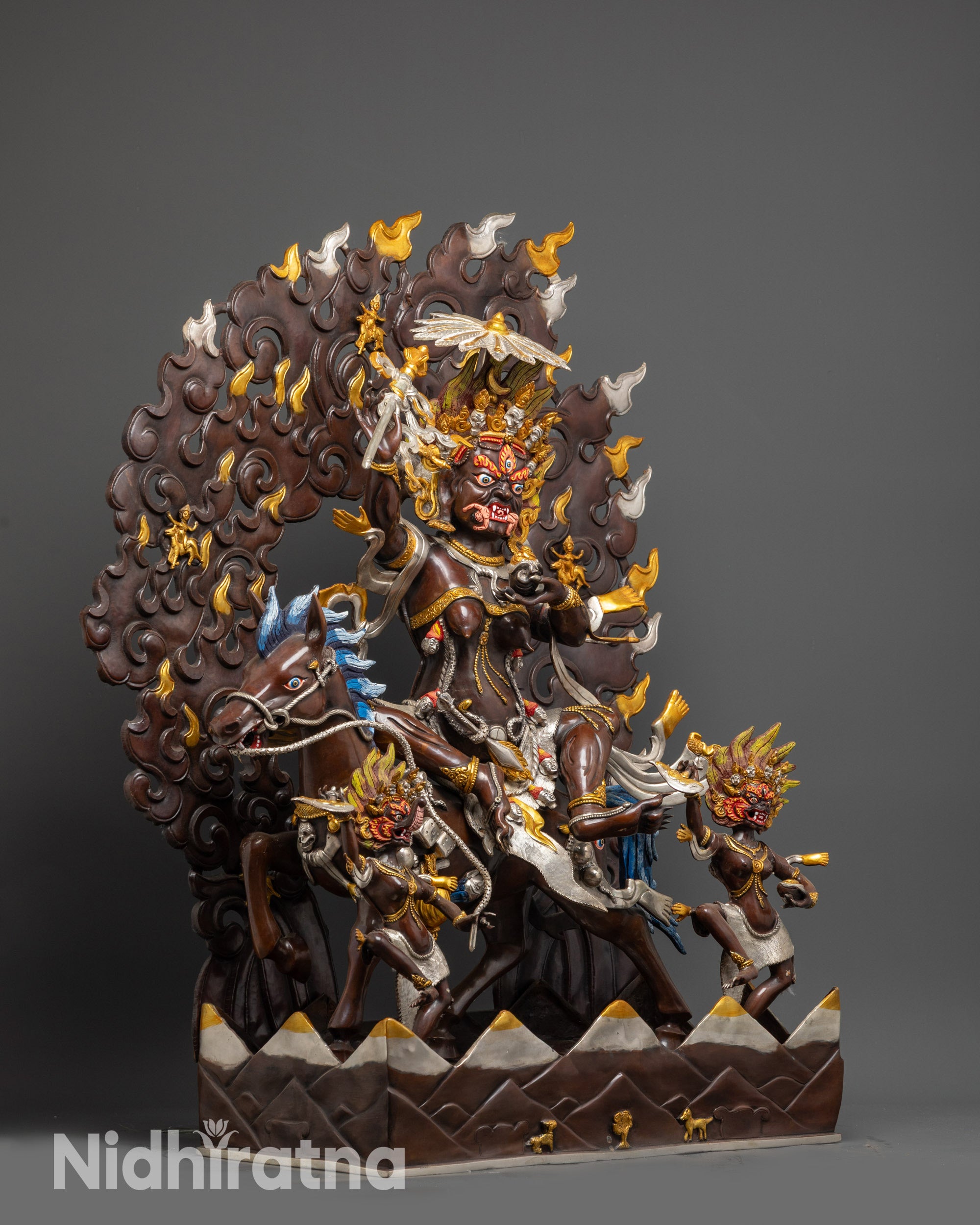 Silver-Plated Palden Lhamo Statue | Tantric Buddhist Protector Goddess
