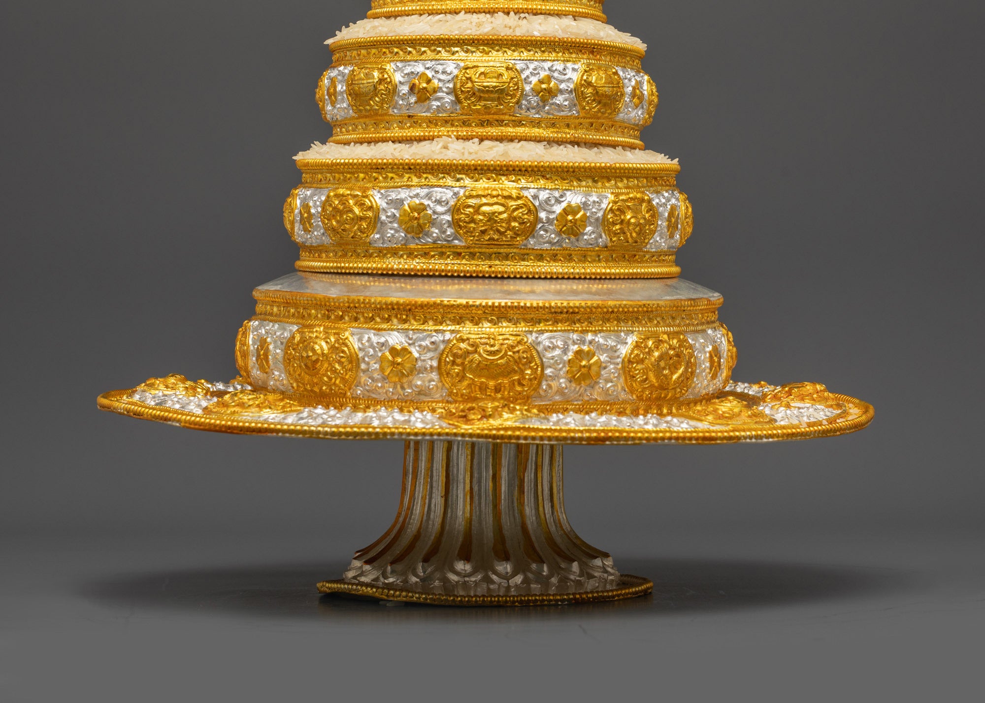 Sacred Auspicious Mandala | Gold and Silver-Plated Buddhist Art Nepal