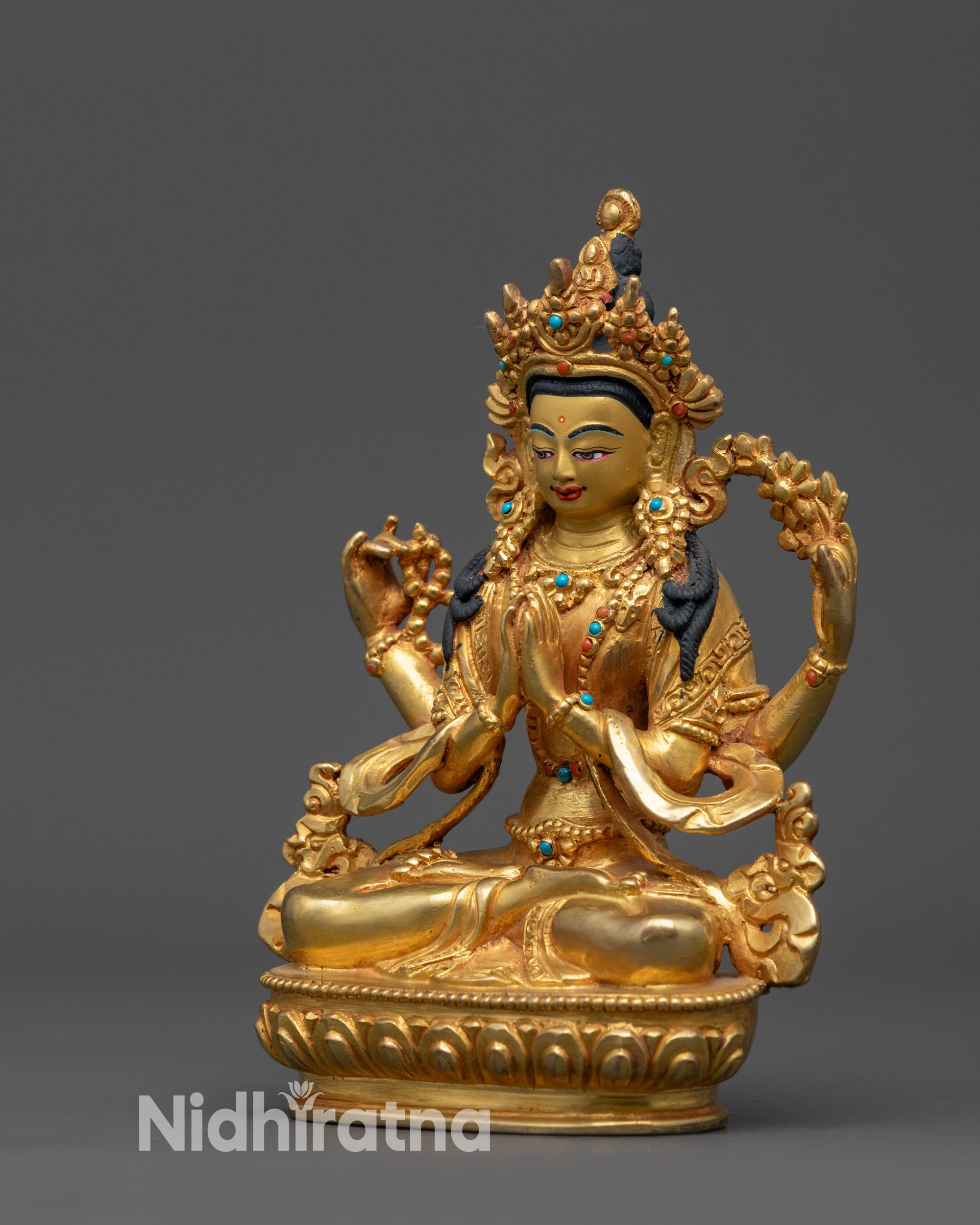 Handmade Chenrezig Statue | Tibetan Idol for Meditation & Serenity