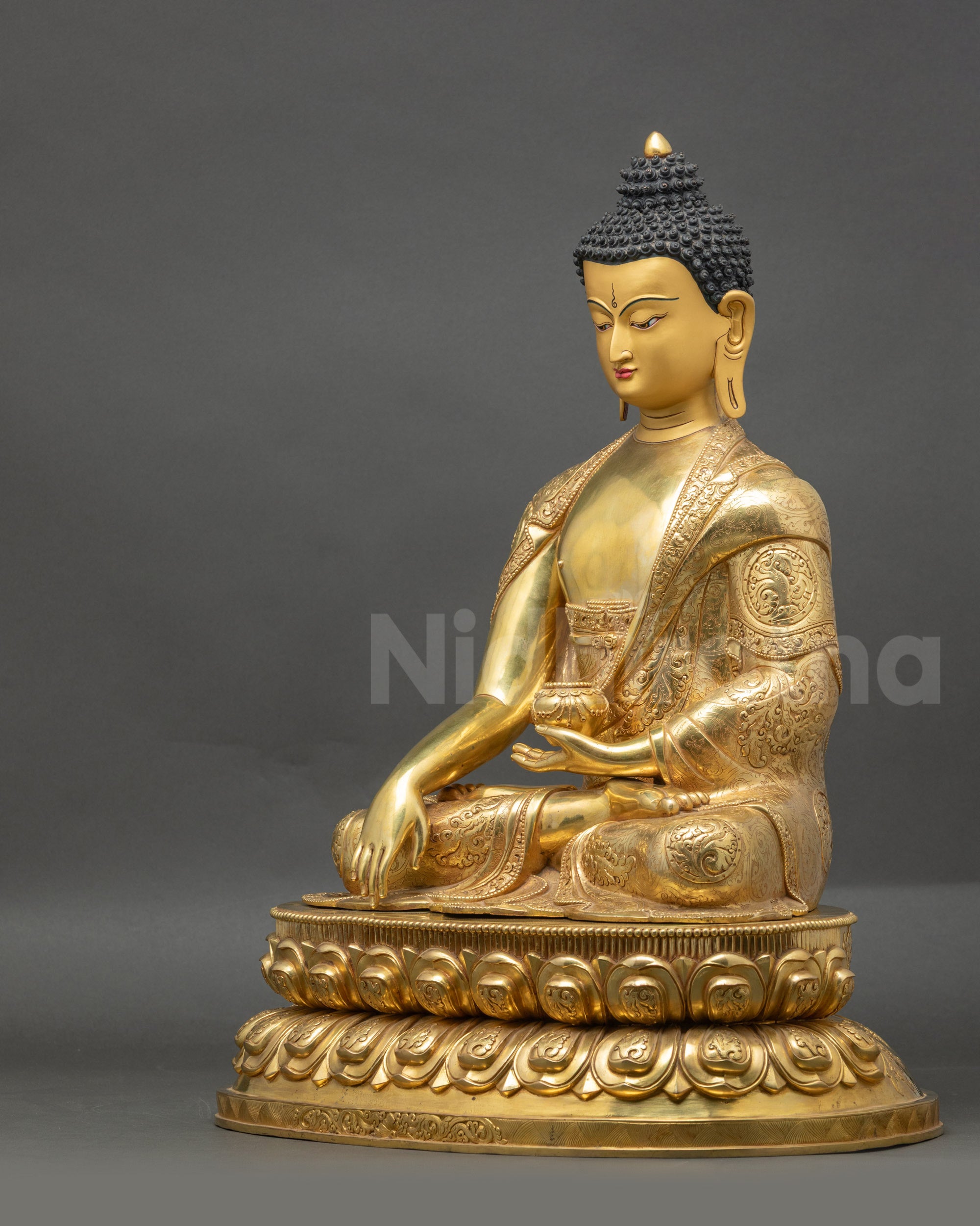 Shakyamuni Buddha Figurine | 24K Gold Fire-Gilded Premium Sculpture