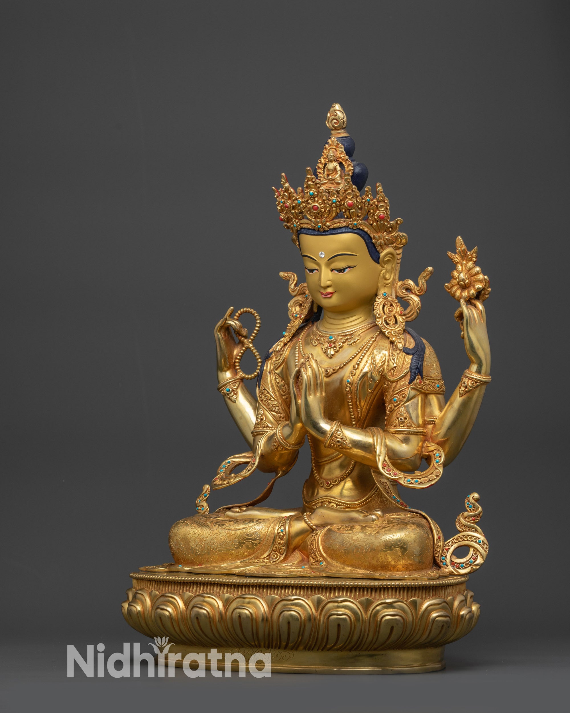 Deity of Infinite Compassion Chenrezig Statue | Nepalese Artwork