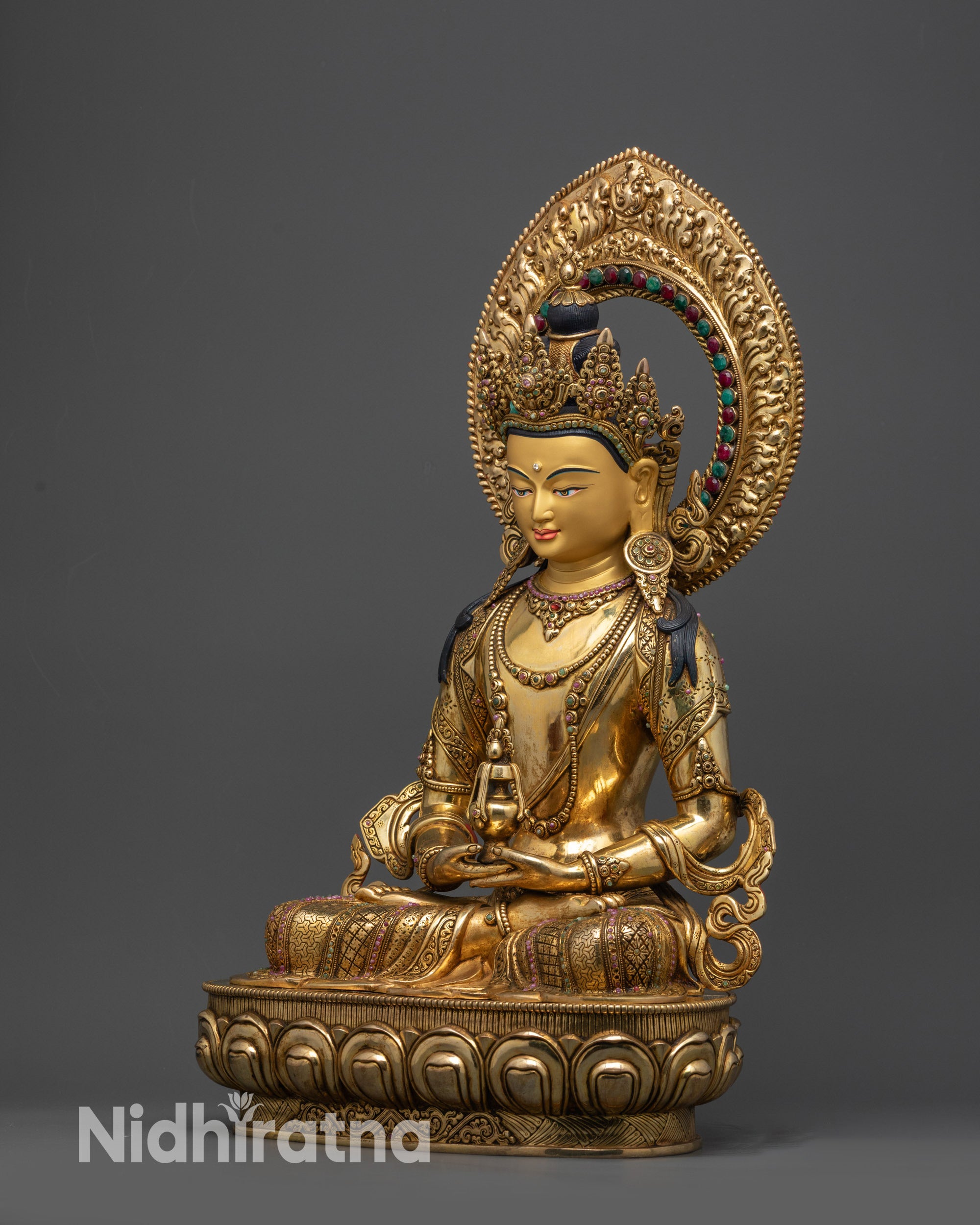 19" Premium Amitayus Statue | Handcrafted Buddha of Longevity Sculpture
