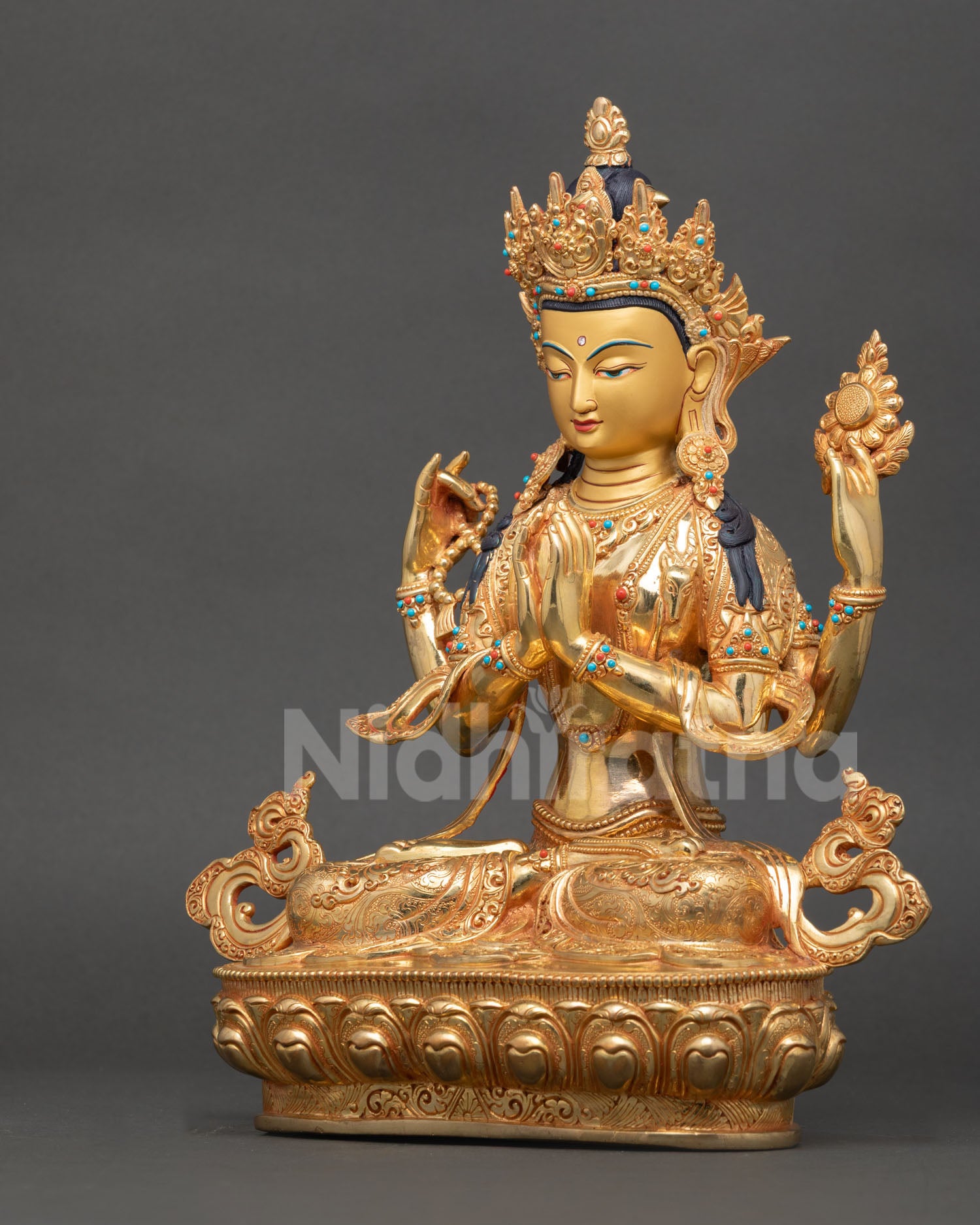 Four-armed Chenrezig Statue | Buddhist Meditation Sculpture