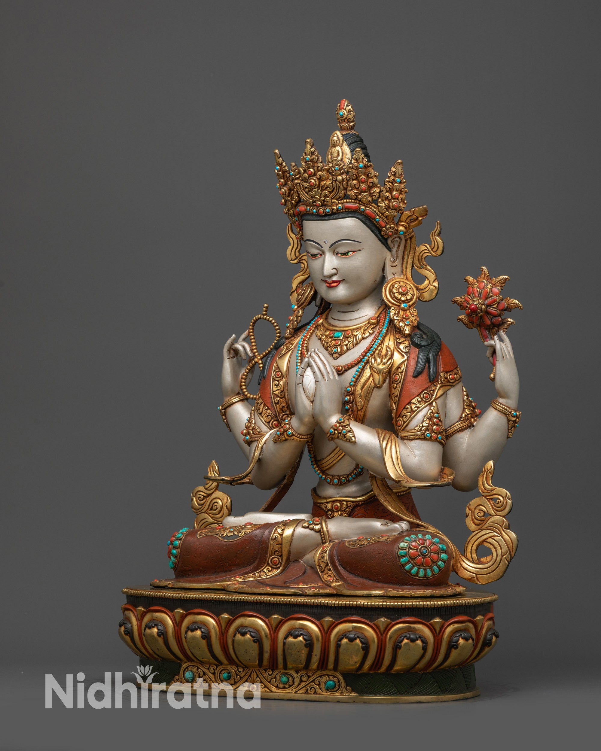 Compassionate Chenrezig Statue | Hand-painted Tibetan Buddhist Idol