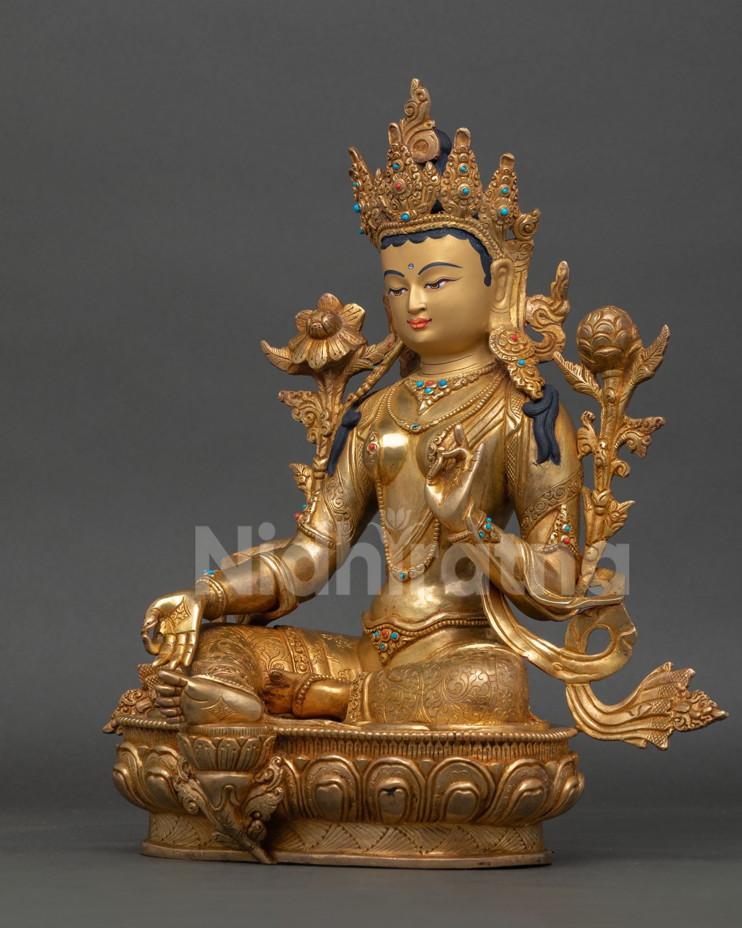 Green Tara Statue | Handmade Buddhist Compassion Deity