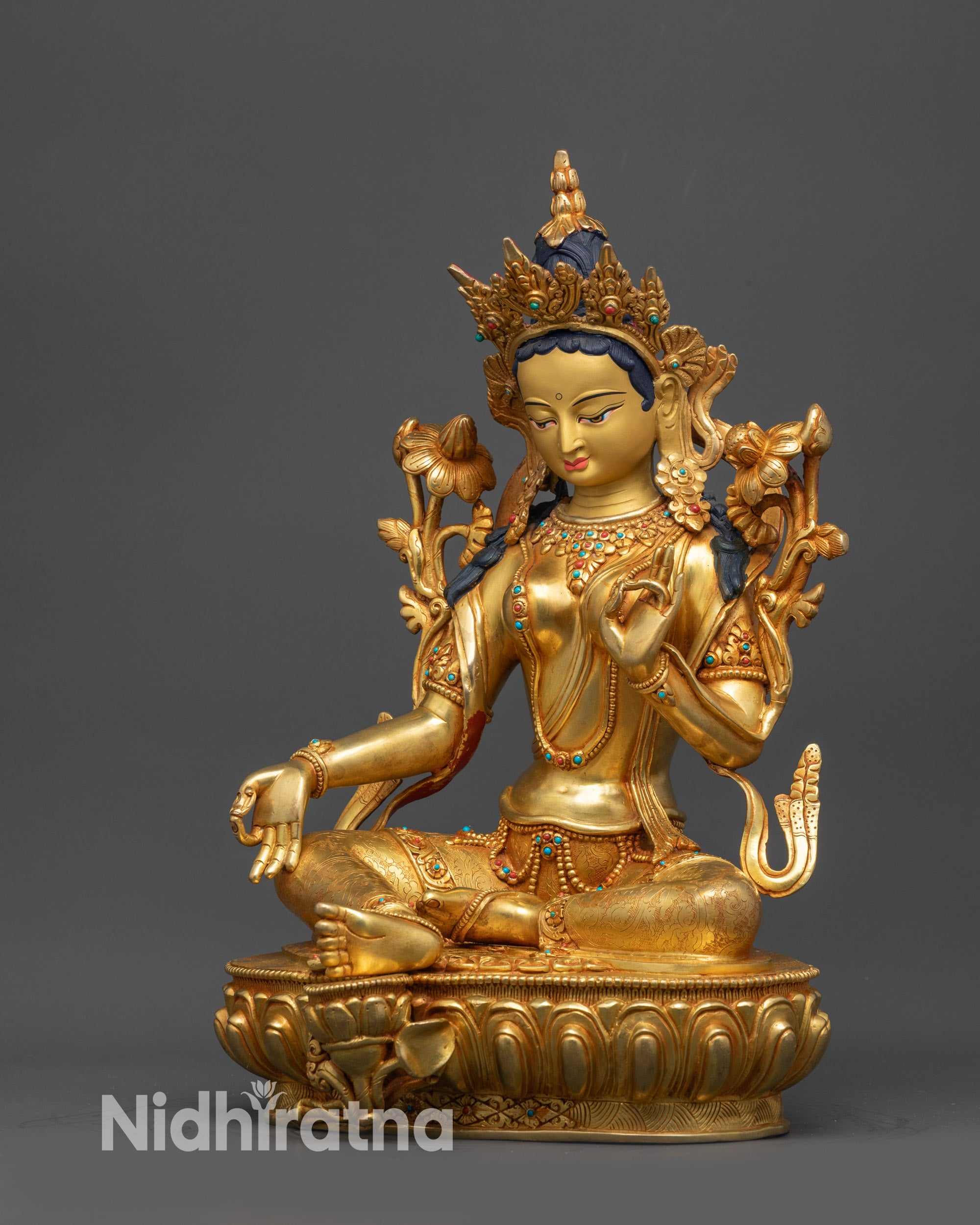 Liberator Green Tara Statue | Nepalese Handicraft for Spiritual Altar
