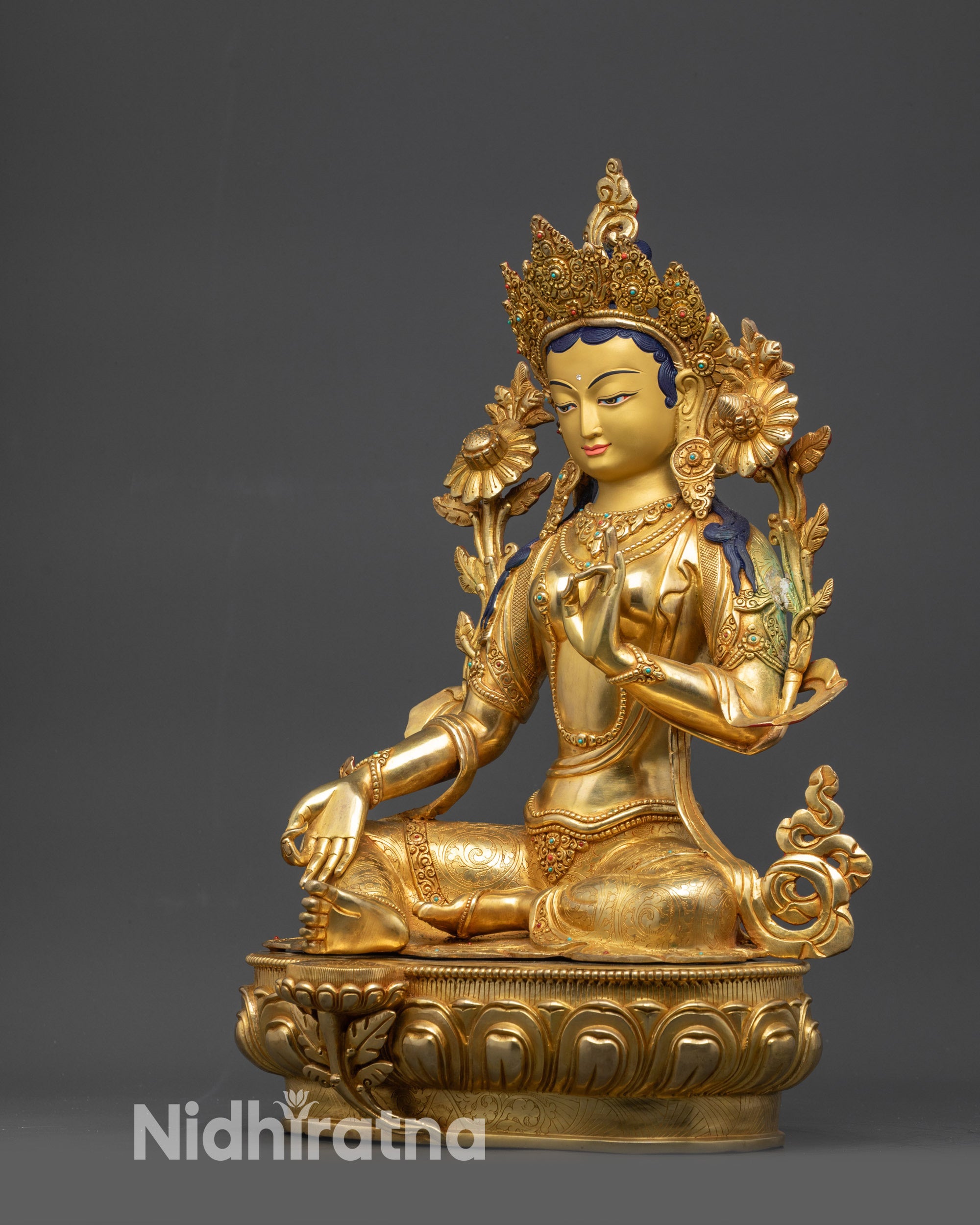 Illuminate Your Sacred Space with Green Tara Sculpture | Nepalese Idol