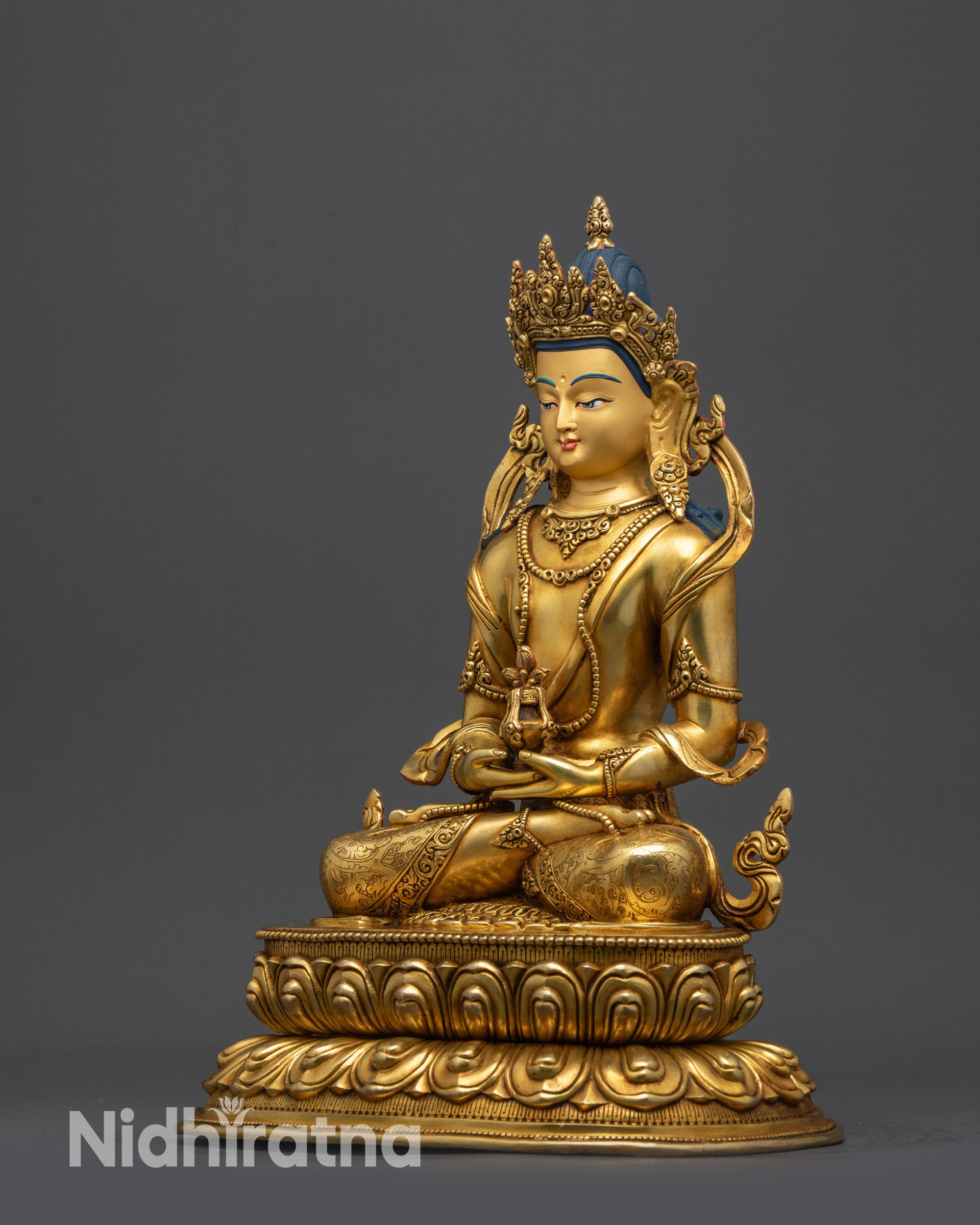 13" Buddhist Amitayus Statue | Nepalese Buddhist Artwork for Meditation
