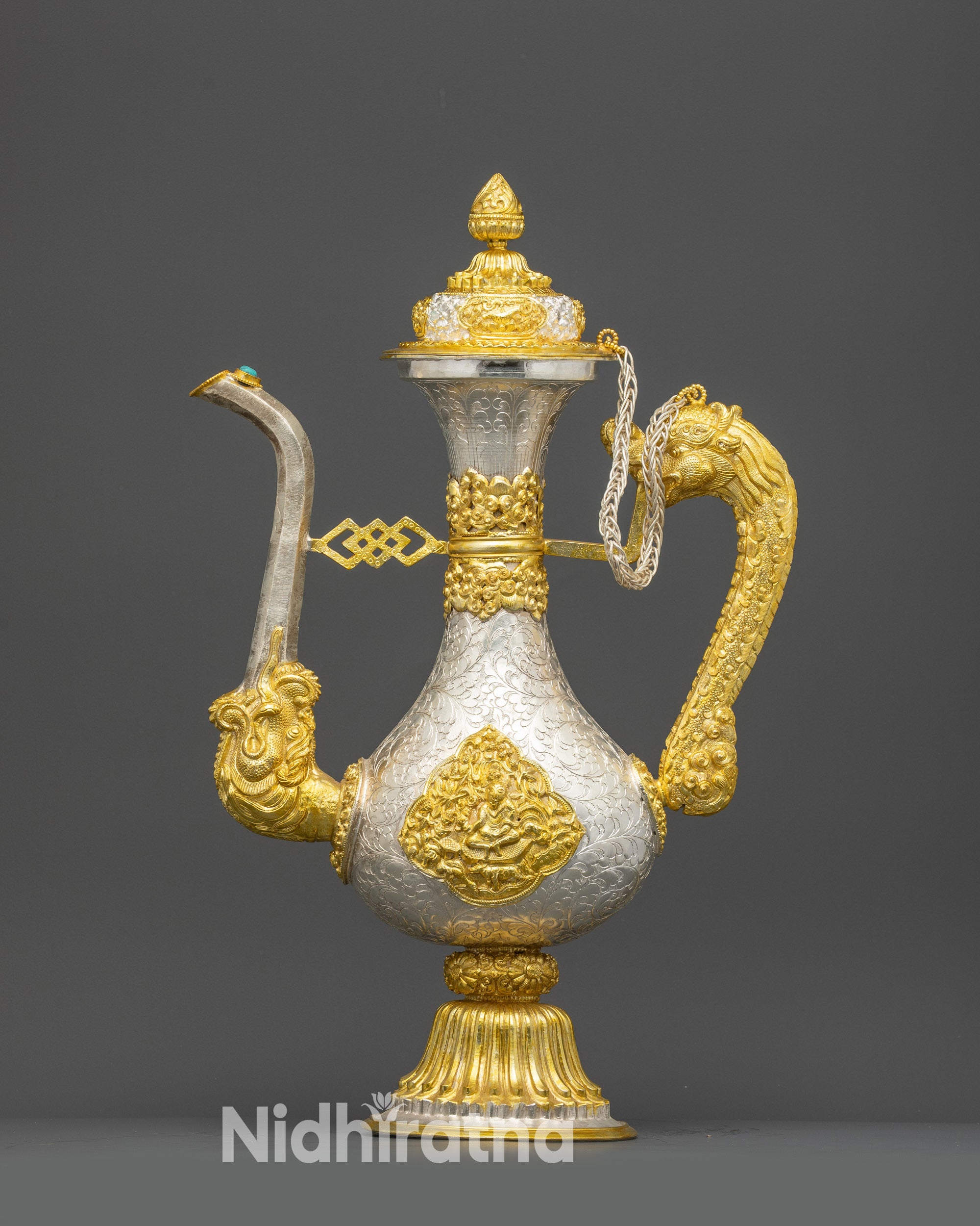 Tea pot with Dragon Handle | Tibetan Ritual Pot for Buddhist Ceremonies