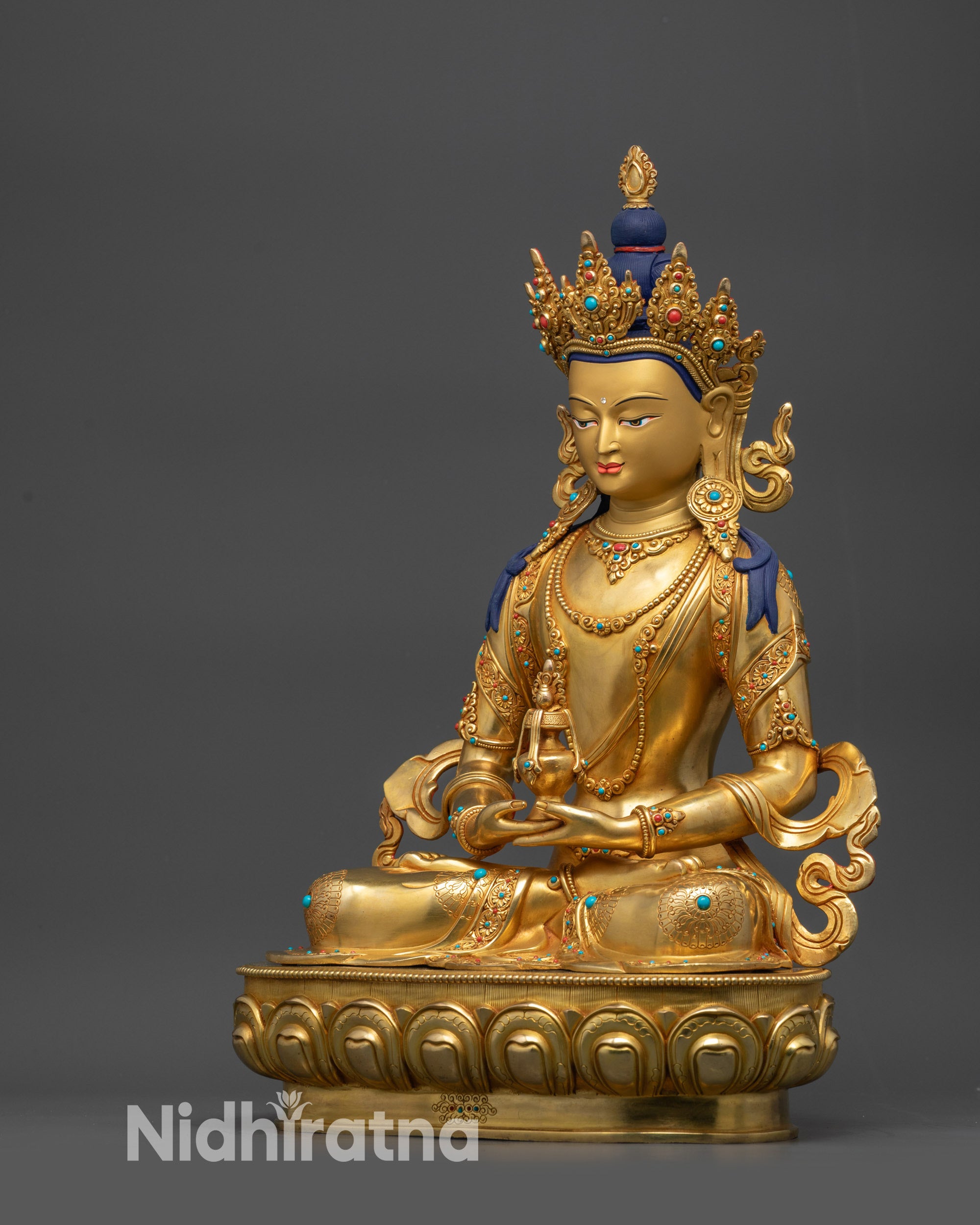Amitayus Vajrayana Sculpture | Sacred Long Life Buddha for Home Altars