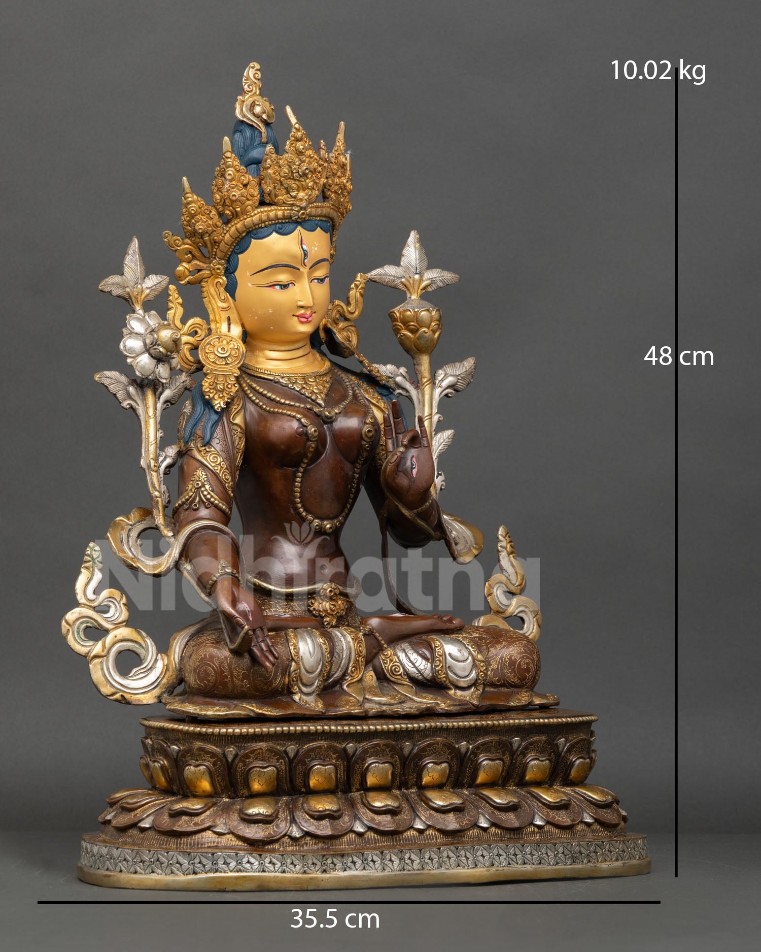 Enlightened White Tara Figurine | Premium Oxidized Copper Statue