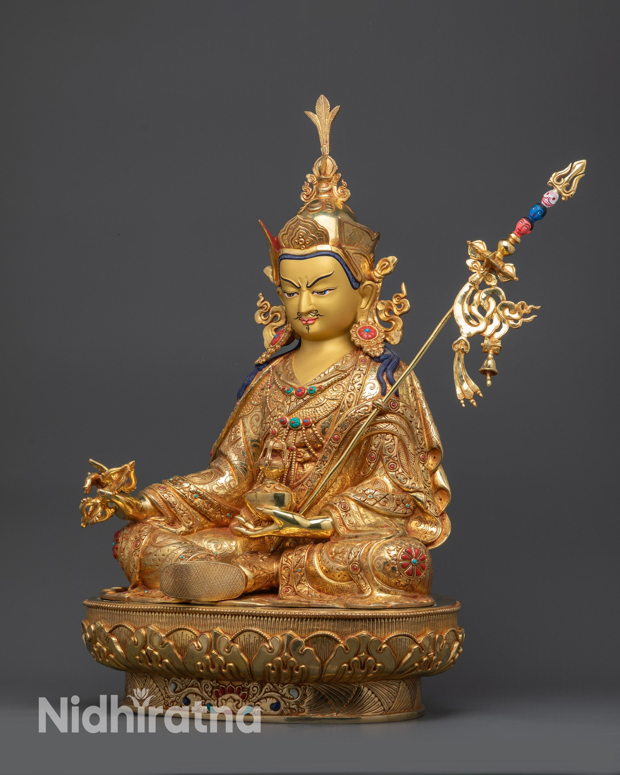 Guru Padmasambhava & Wisdom Dakinis Statue | Spiritual Buddhist Sculpture