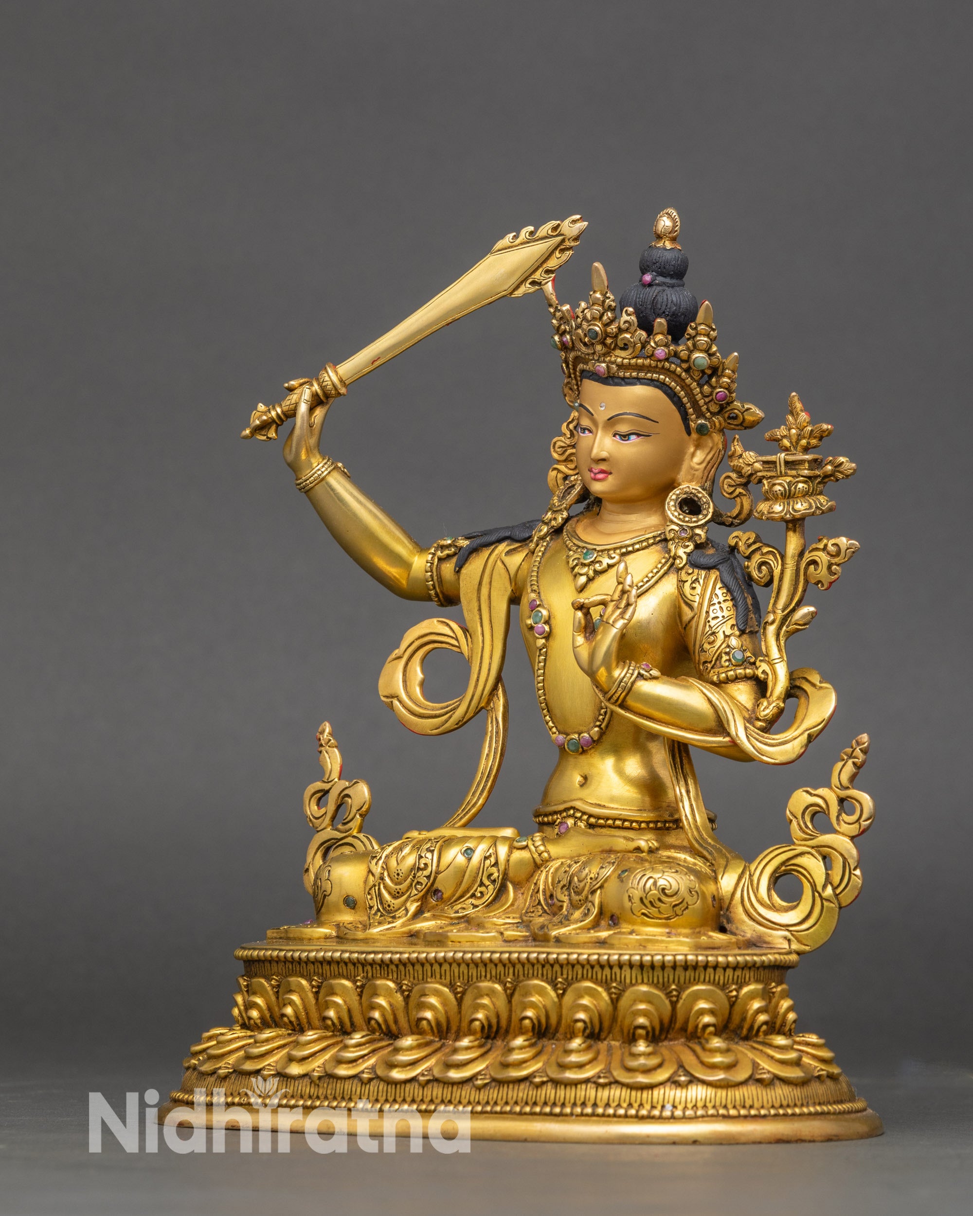 Nepalese Manjushree Statue β Vajrayana Wisdom Sculpture