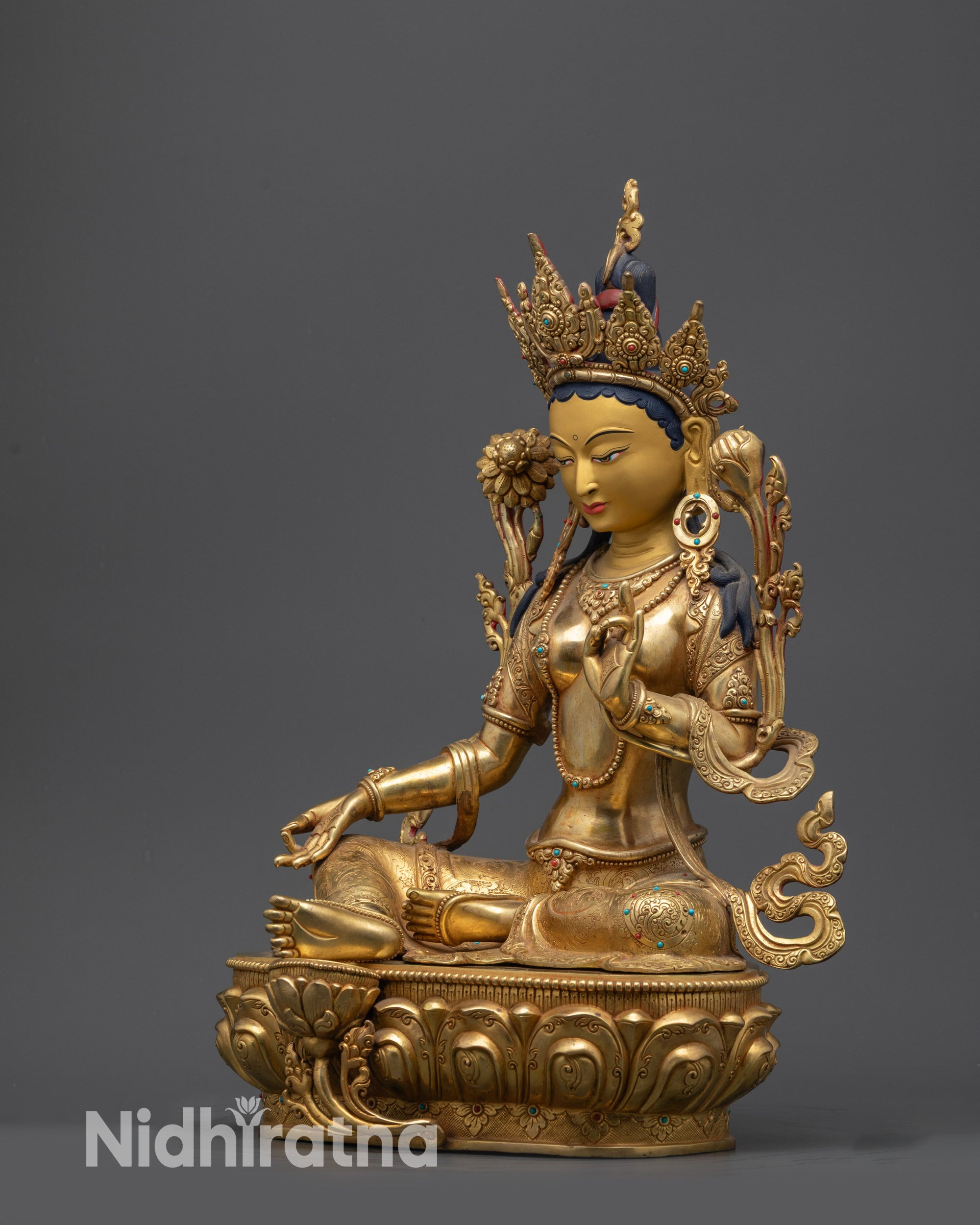 Tibetan Buddhist Goddess Green Tara Statue | Traditional Lost-Wax Craft