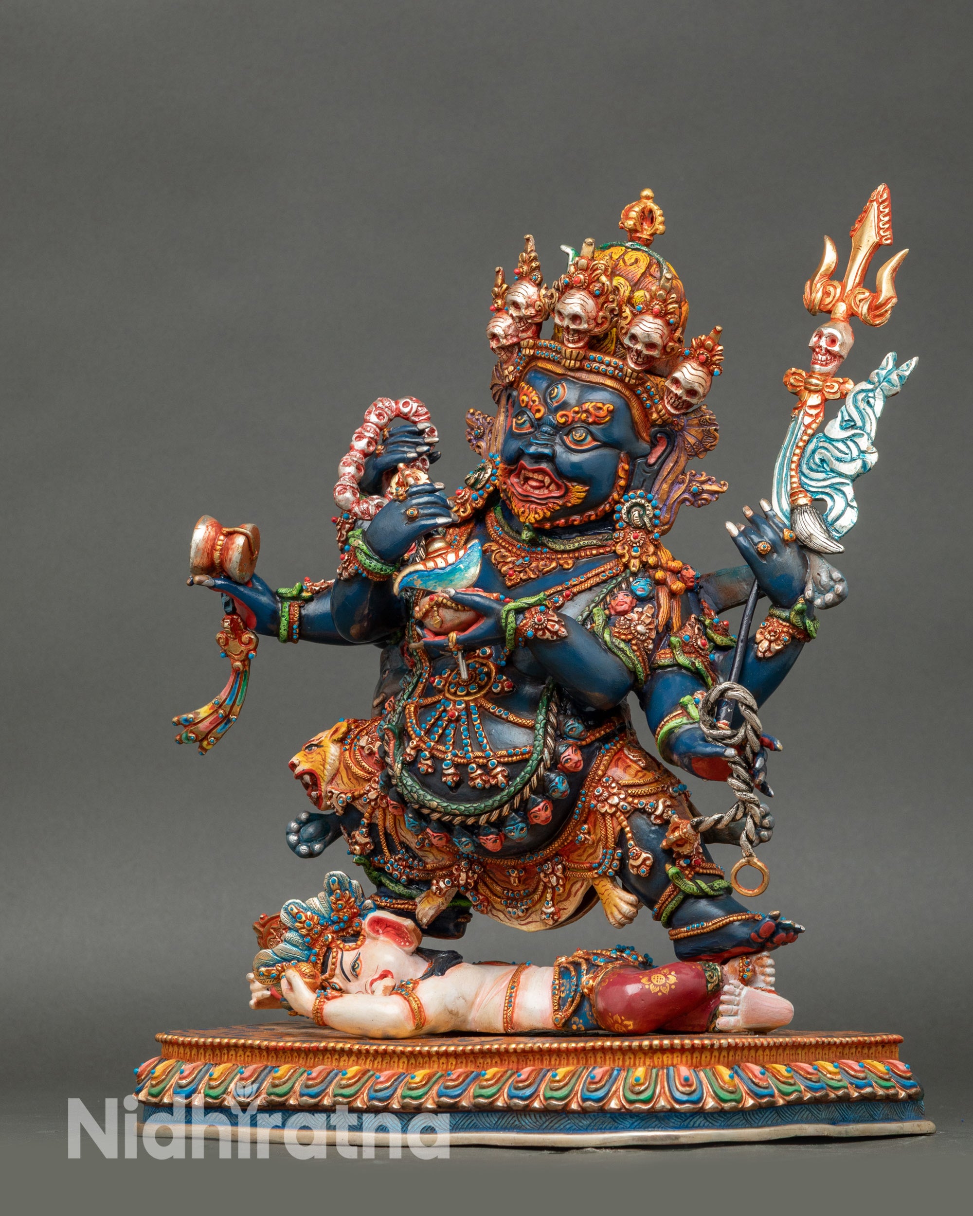 Six-Armed Mahakala Copper Statue | Dharma Protector Sculpture