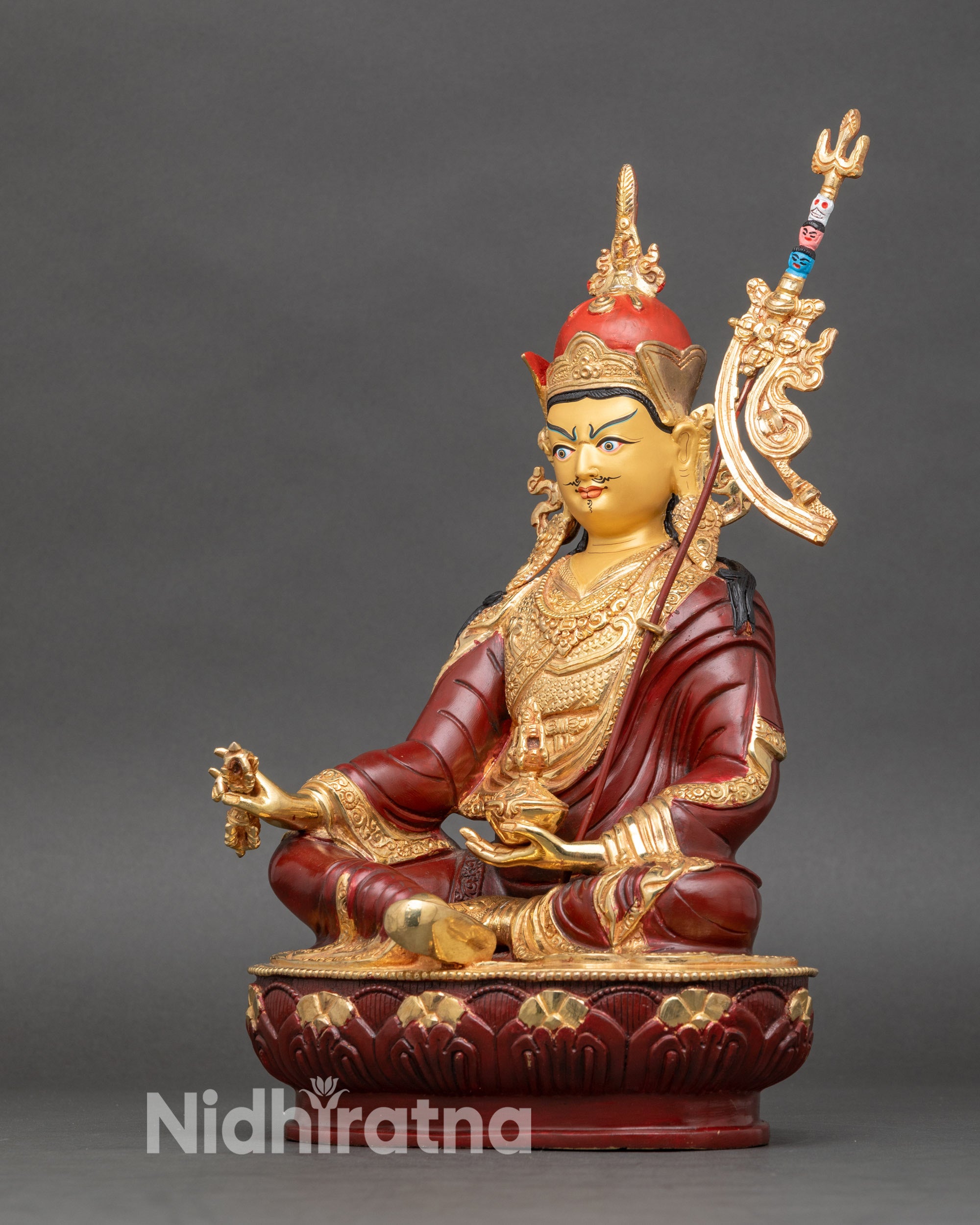 Guru Rinpoche Statue for Meditation and Altar | Handcrafted Nepalese Copper