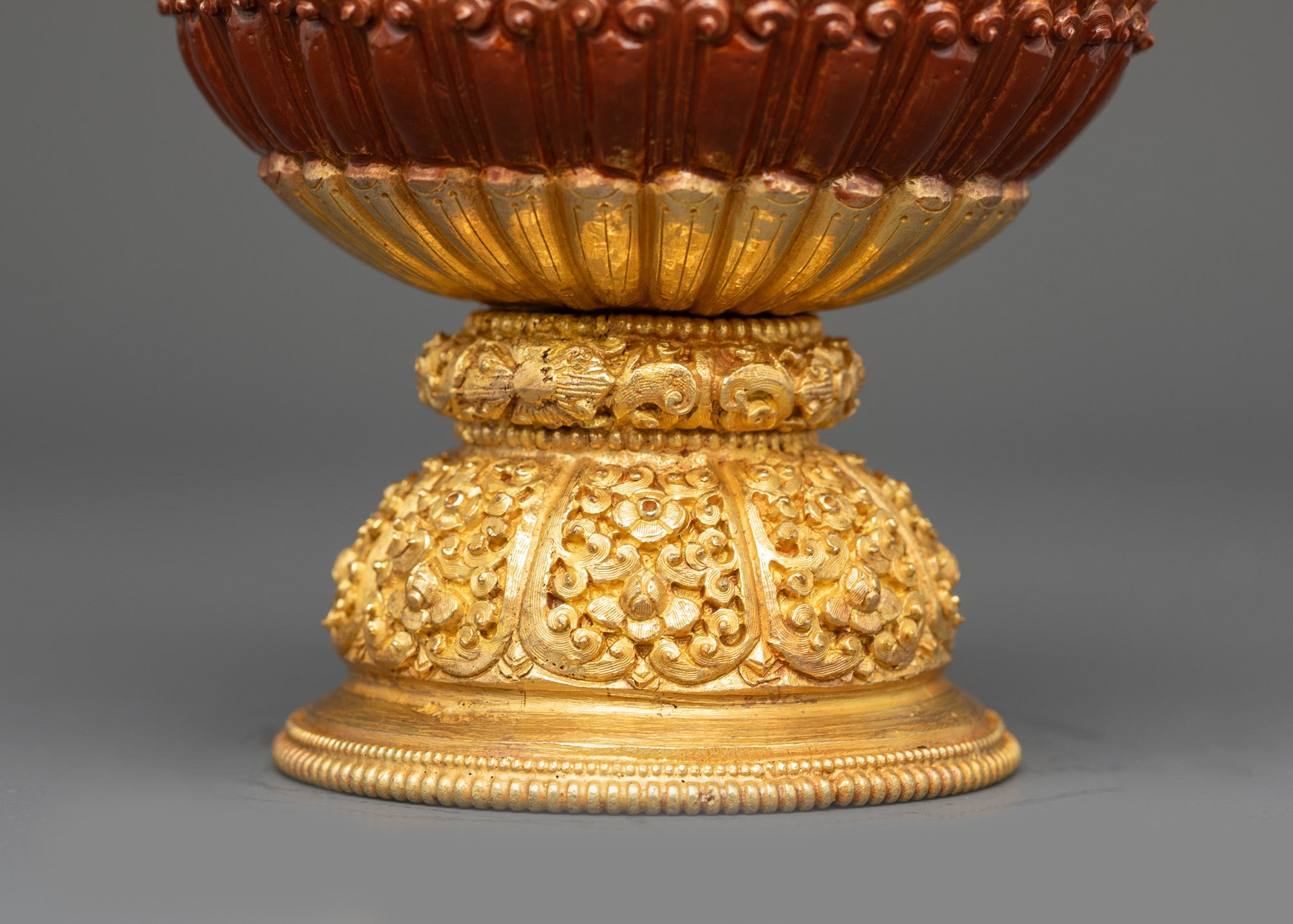 Sacred Neshi Rice Pot | Gold-Plated Copper Rice Offering Vessel