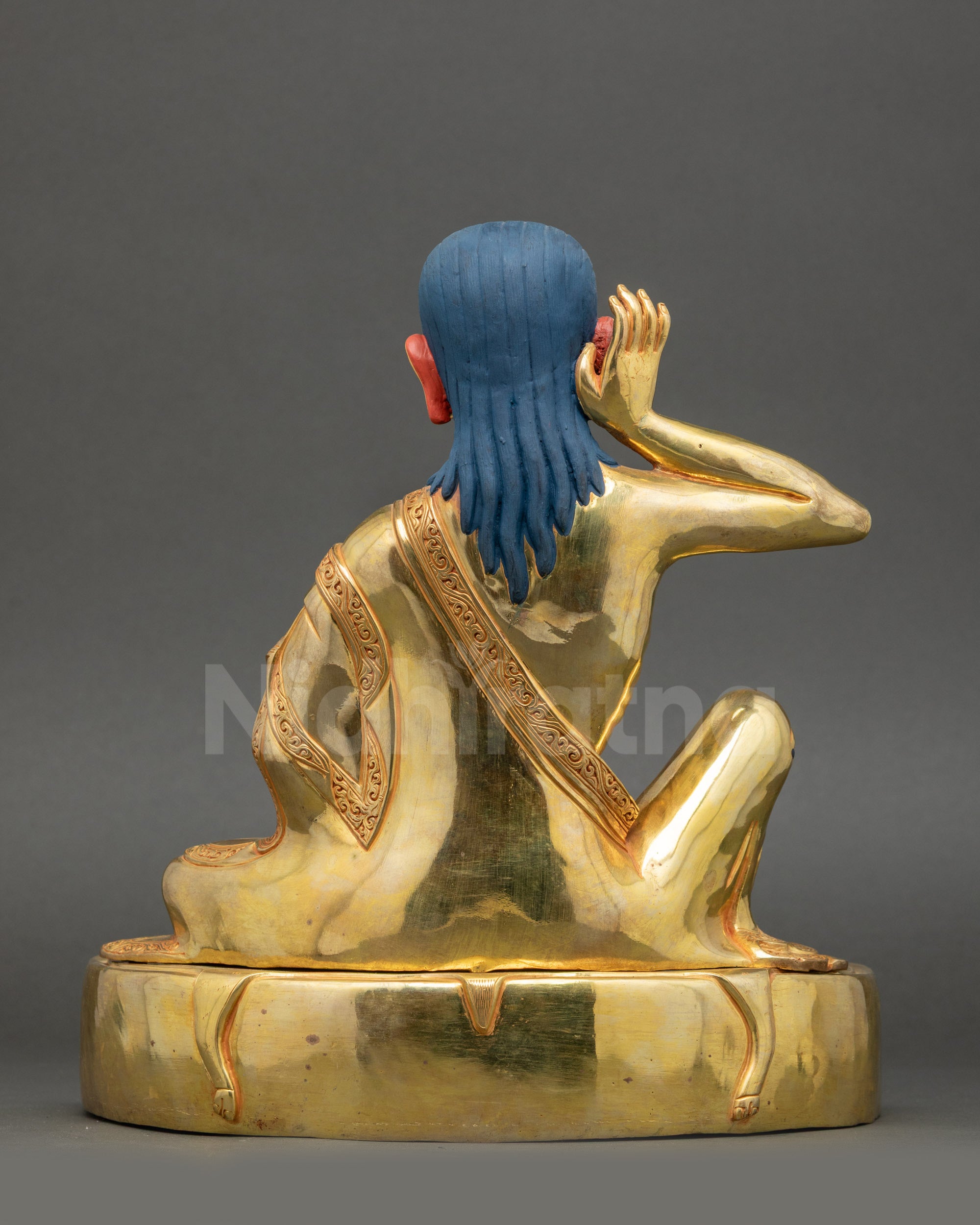 Handmade 24K Gold-gilded Milarepa Statue for Meditation