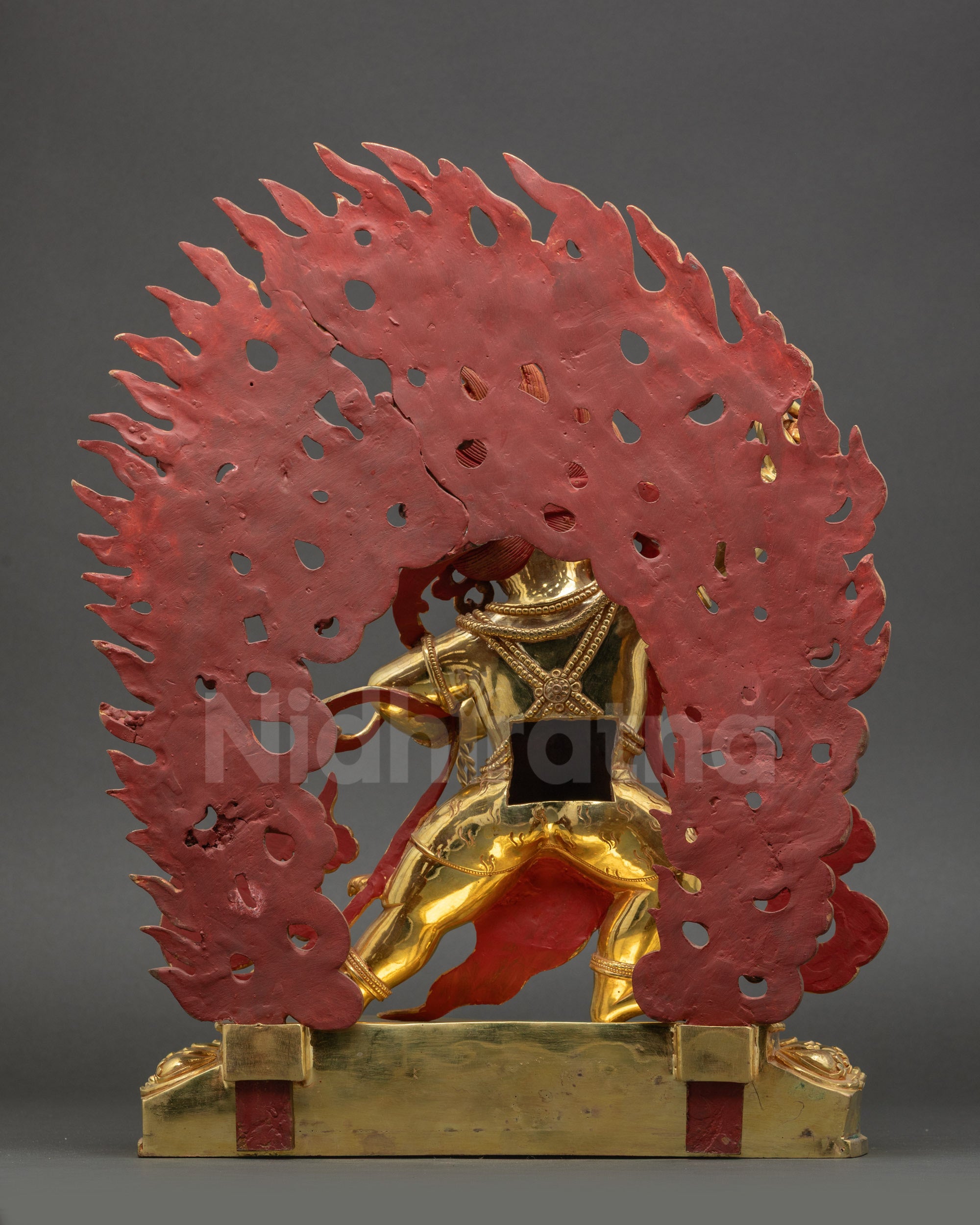 Nepalese Protector Deity Vajrapani Statue in Gold-Gilded Copper