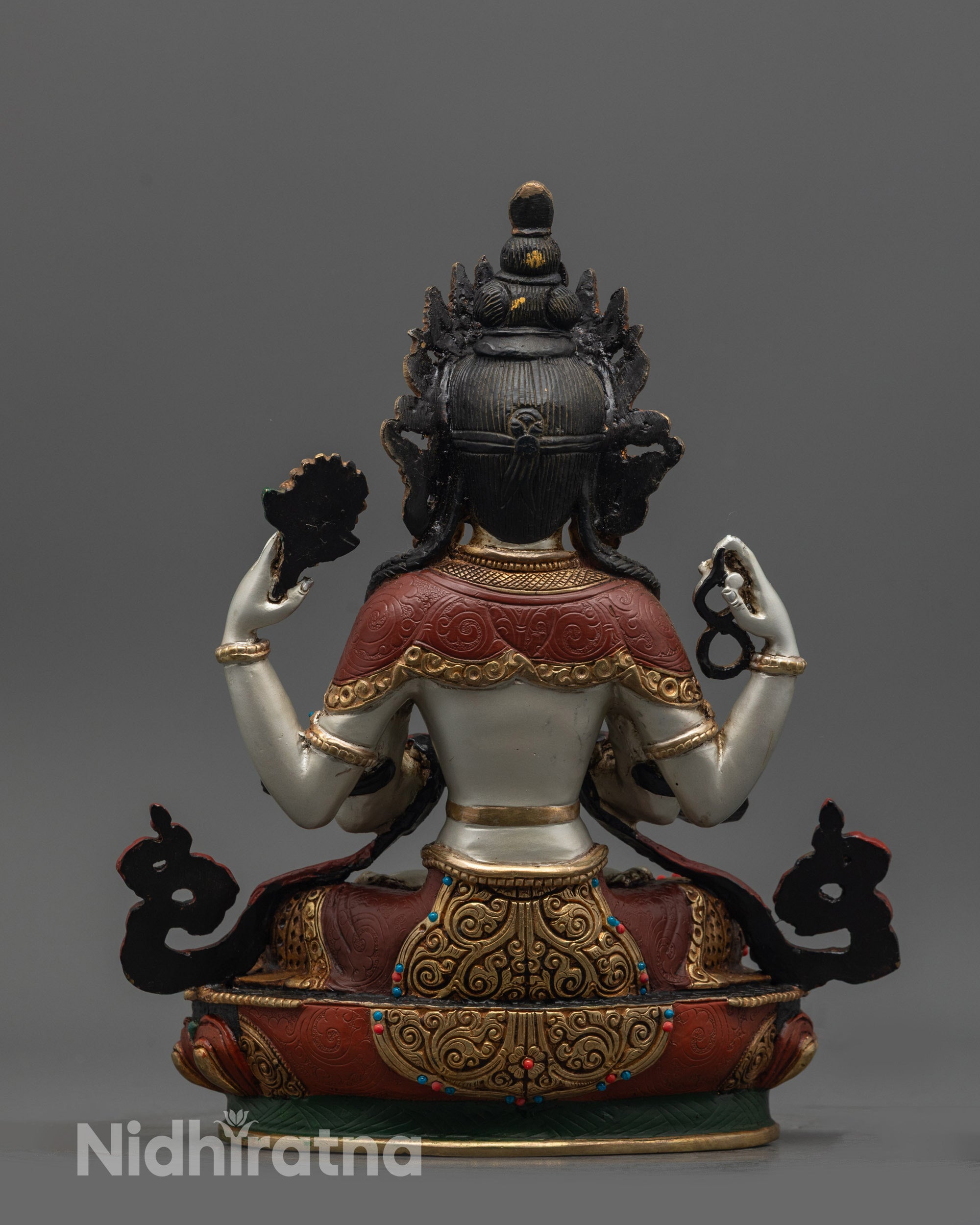 Tibetan Four Armed Handcrafted Chenrezig Statue
