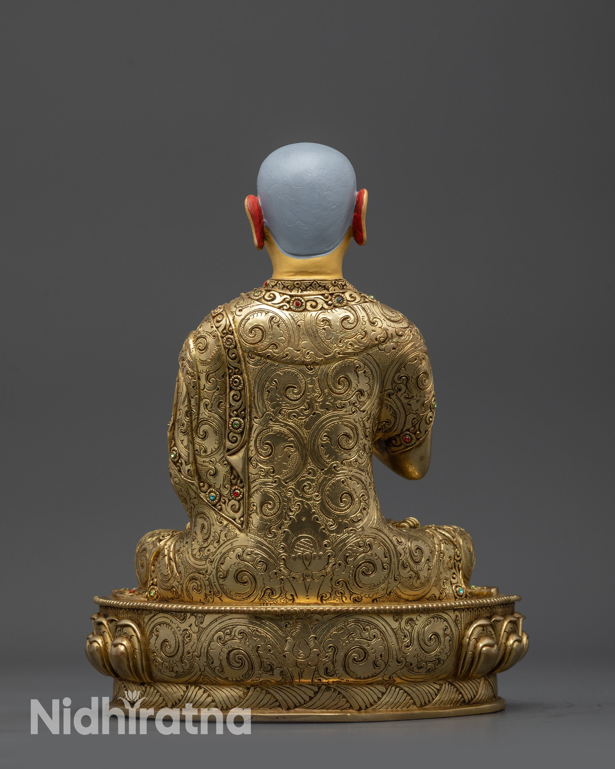 Lama Je Tsongkhapa Set Statue | 24K Gold-Gilded Gelug Master Trio