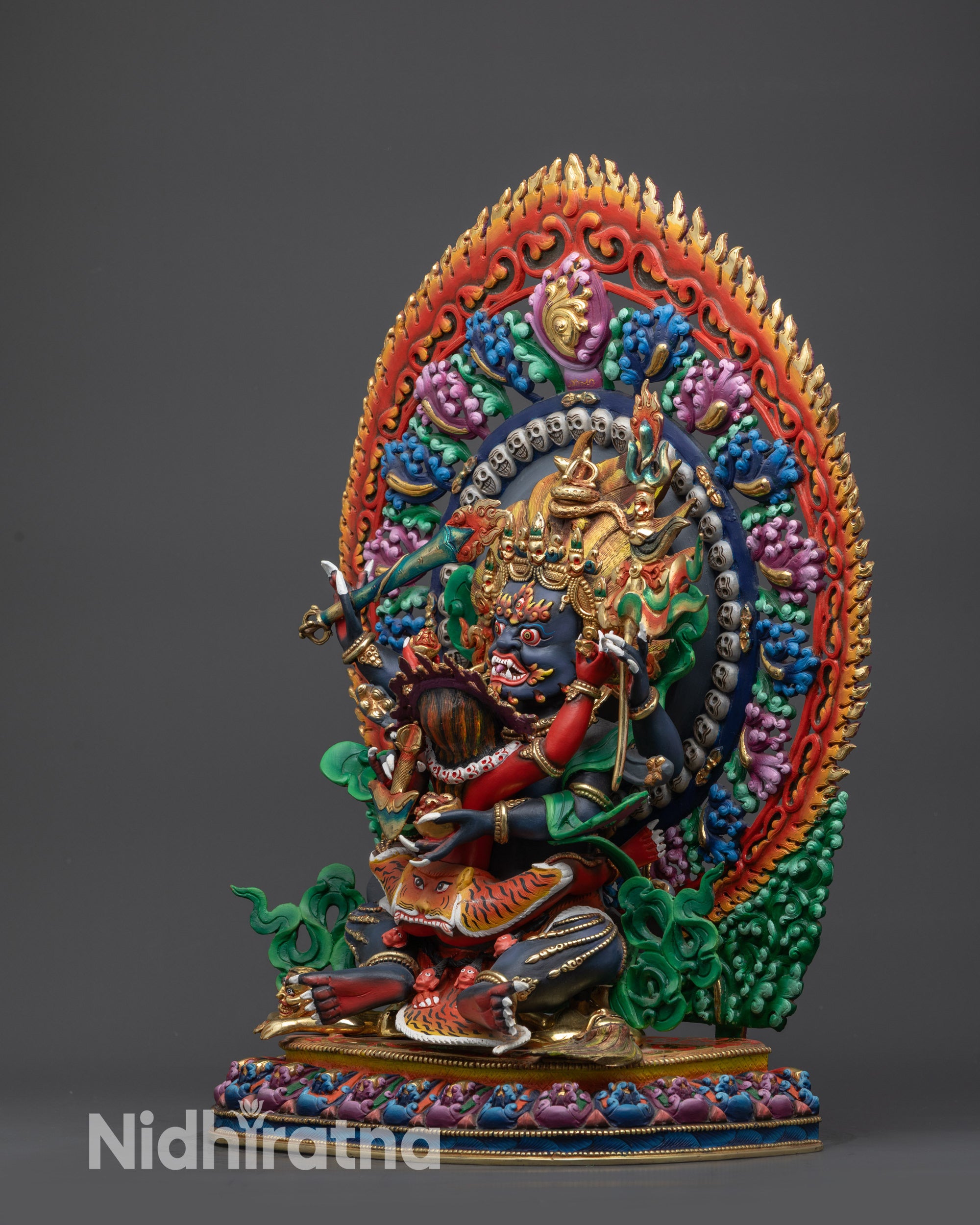 Tibetan Four-Armed Mahakala Statue | Authentic Nepalese Buddhist Art